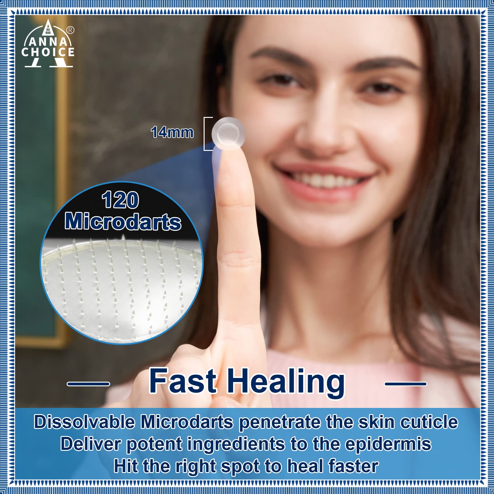 Annachoice Microdarts Acne Patches For Face, With Hyaluronate,Salicylic Acid-Hydrocolloid Pimple Patch Cute-18 Patches
