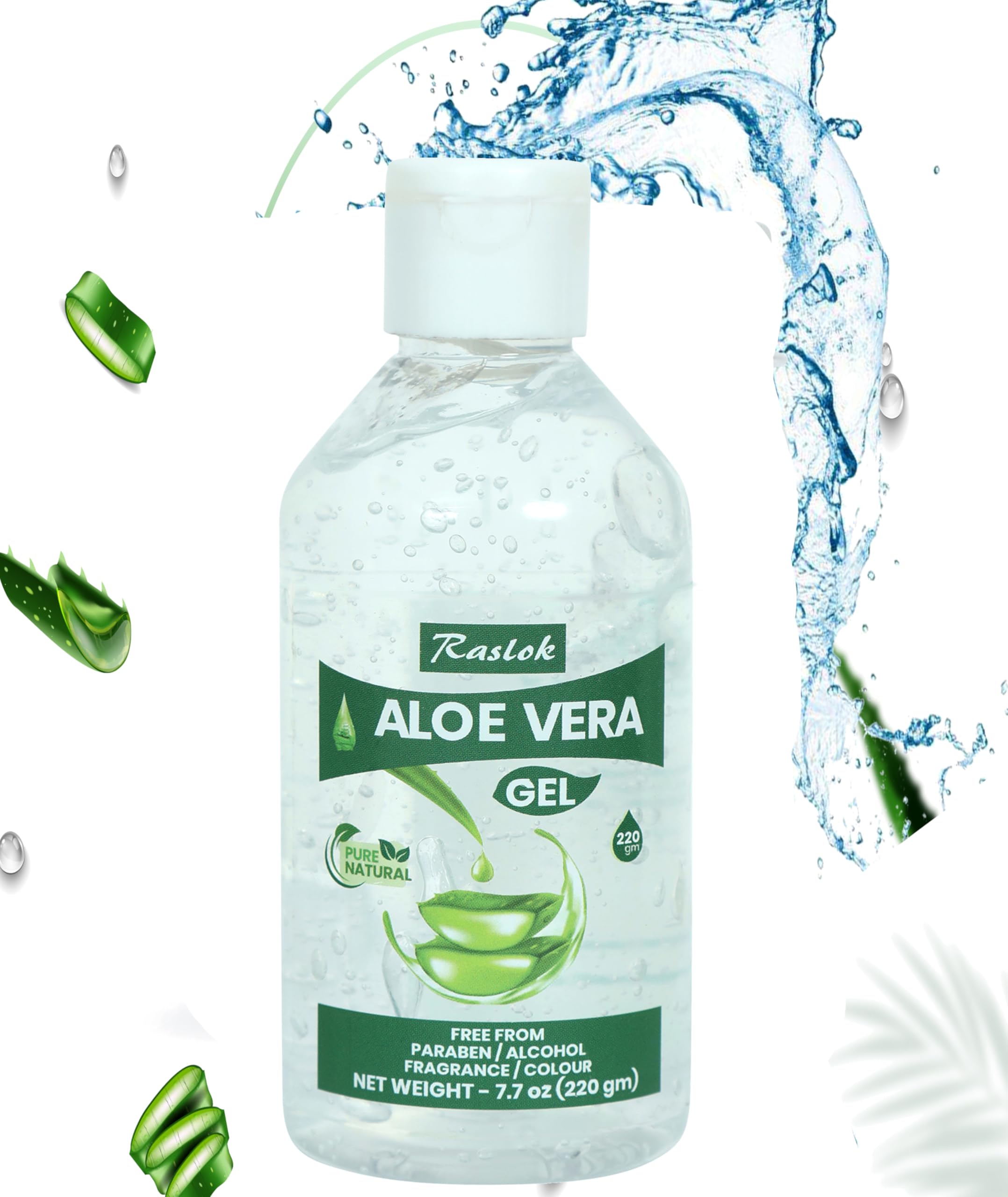Raslok Aloe Vera Gel | 100% Pure Natural Aloe Gel For Moisturizing Face Skin & Hair Care,Durable Moisturizing Hydrating Soothing
