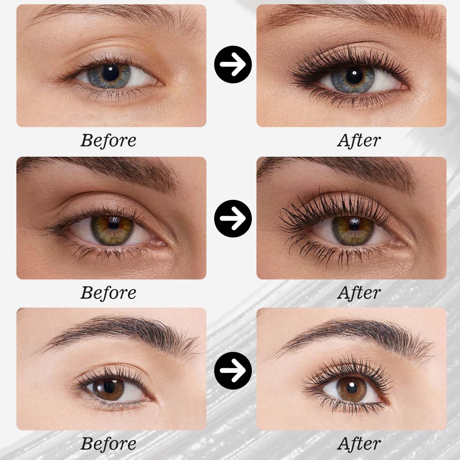Black Washable Metal Mascara Wand, Waterproof Iron Wand Mascara, Natural Length Slim Volume Building Mascara, Long Lasting Smudg