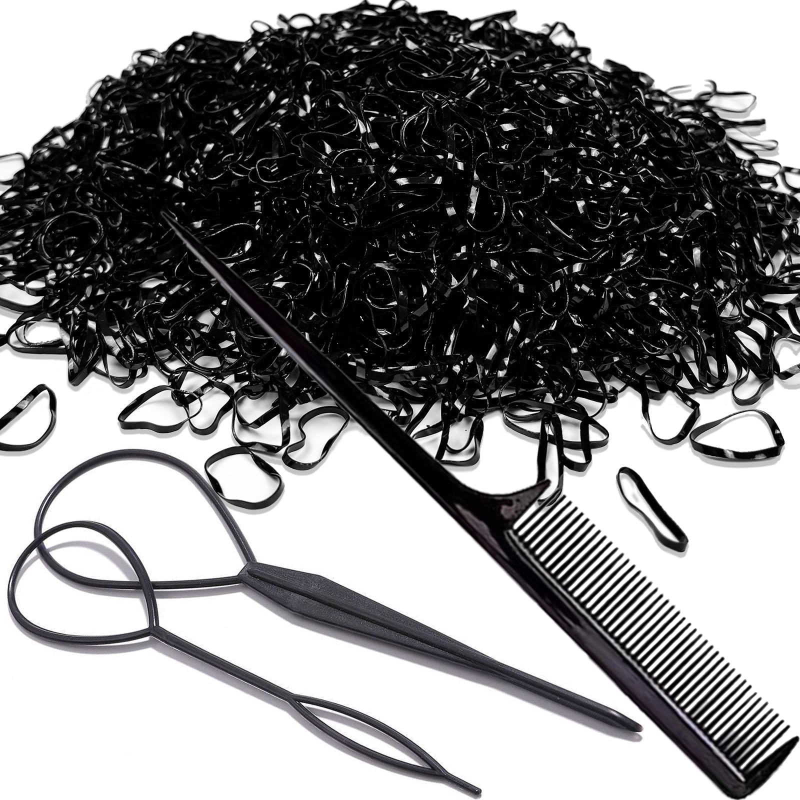 2500 PCS Hair Bands, Elastic Hair Band, Mini Hair Rubbers Ties with 2 PCS Topsy Tail Hair Tools for Girls Ponytail Hair Accessor