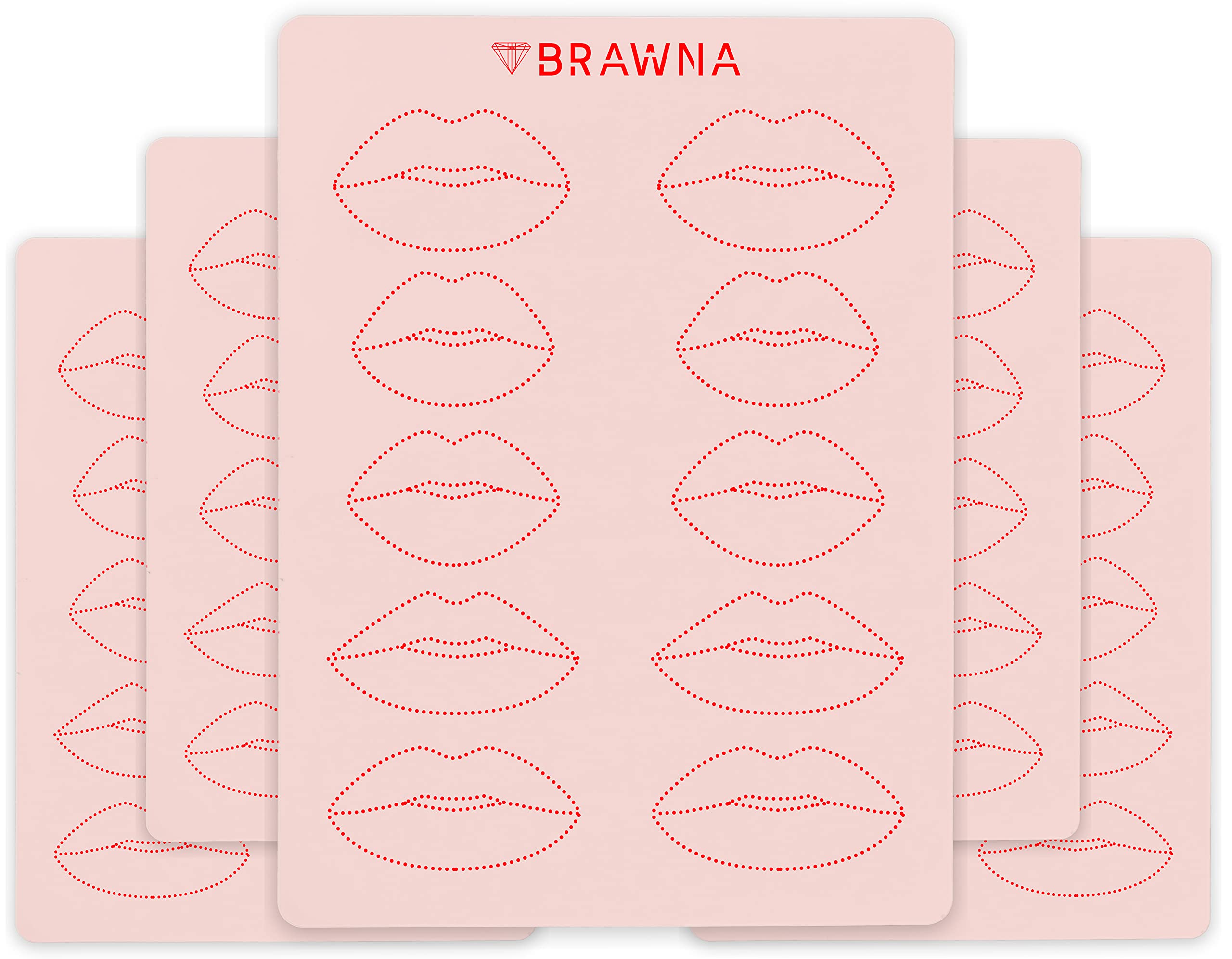 Brawna - 5 Pack Lip Blush Practice Skin for PMU Machine - Double Sided