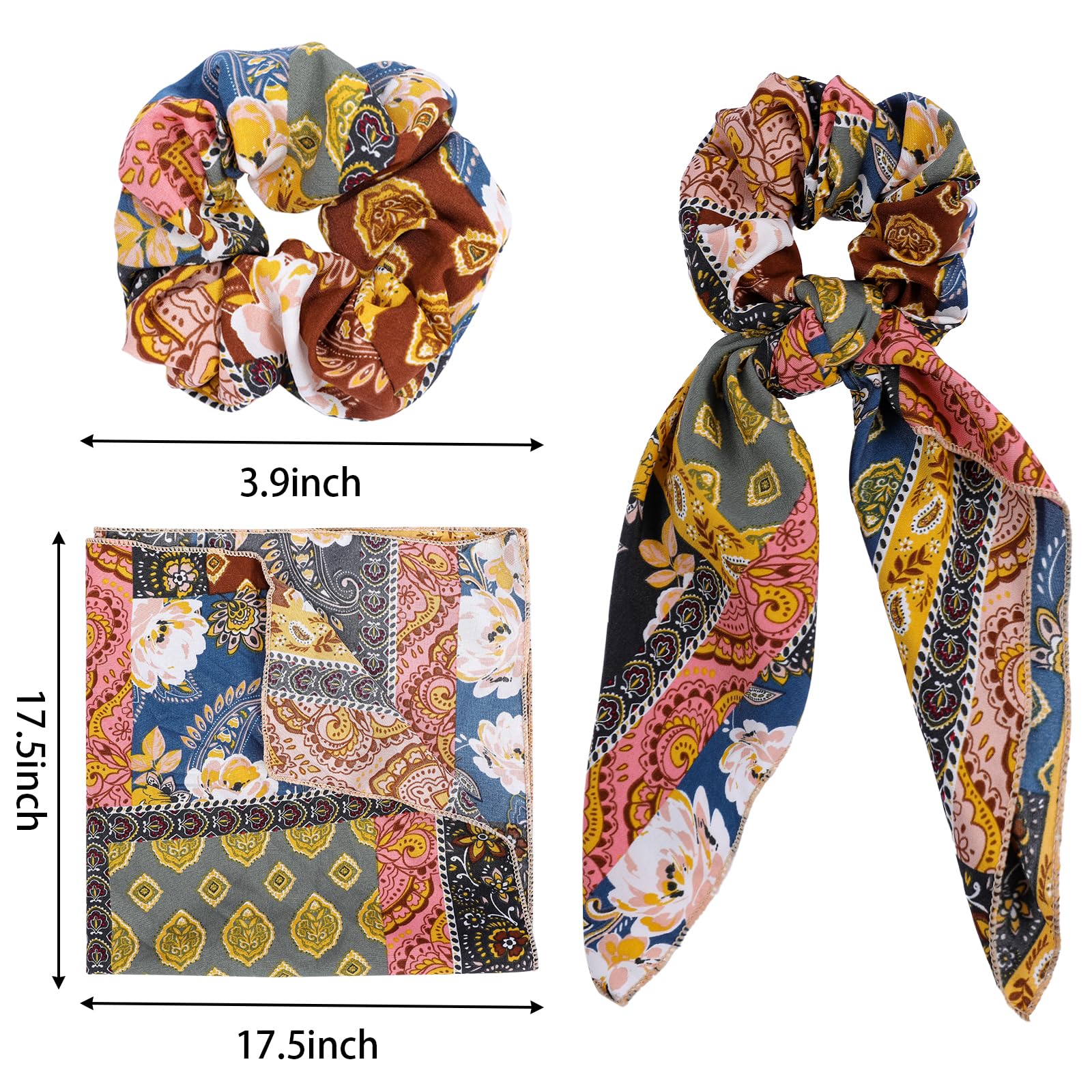 Cutewing Paisley Scrunchie Hair Accessories - Chiffon Hair Scarf Bandana, Scrunchies, Ribbons, Ponytail Holders, And Bow Scrunch