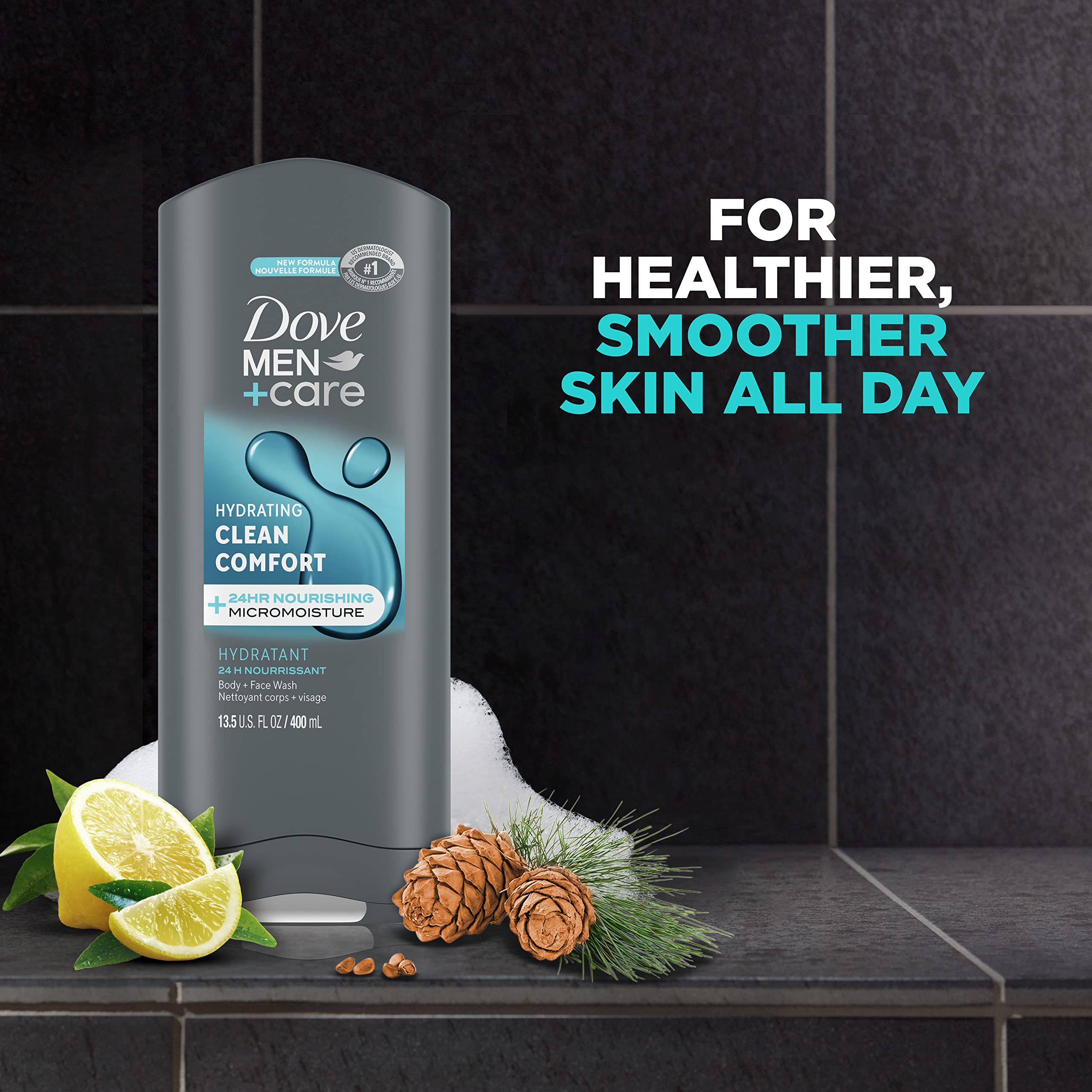 Dove Men+Care Body Wash And Face Wash Clean Comfort 13.5 Oz For Dry Skin Effectively Washes Away Bacteria While Nourishing Your