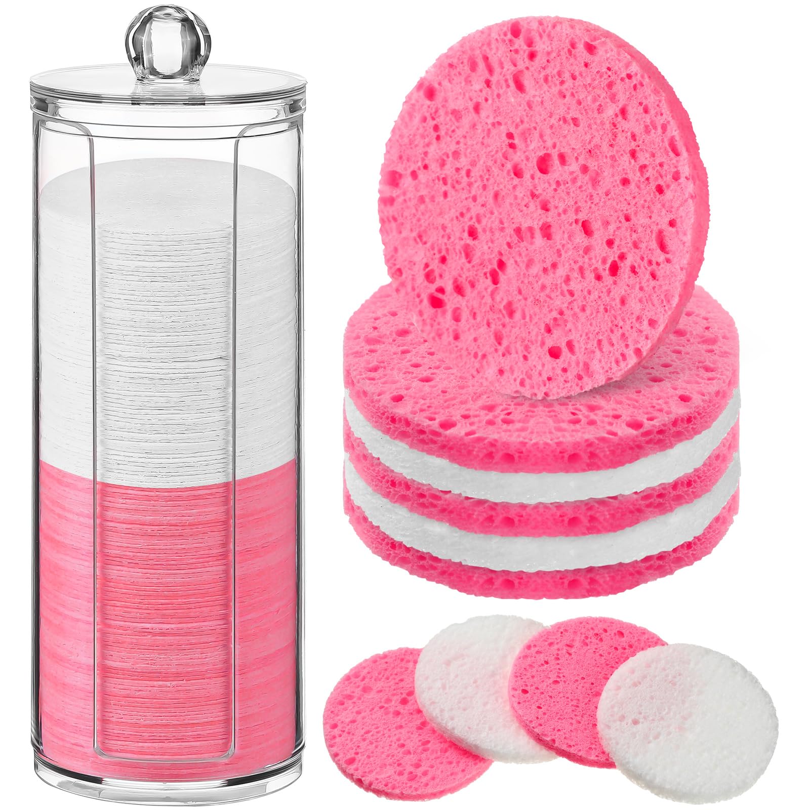 Sieral 120 Pcs Compressed Facial Sponges with Container Disposable Face Sponge Pads for Washing Face Cleansing Exfoliating Esthe