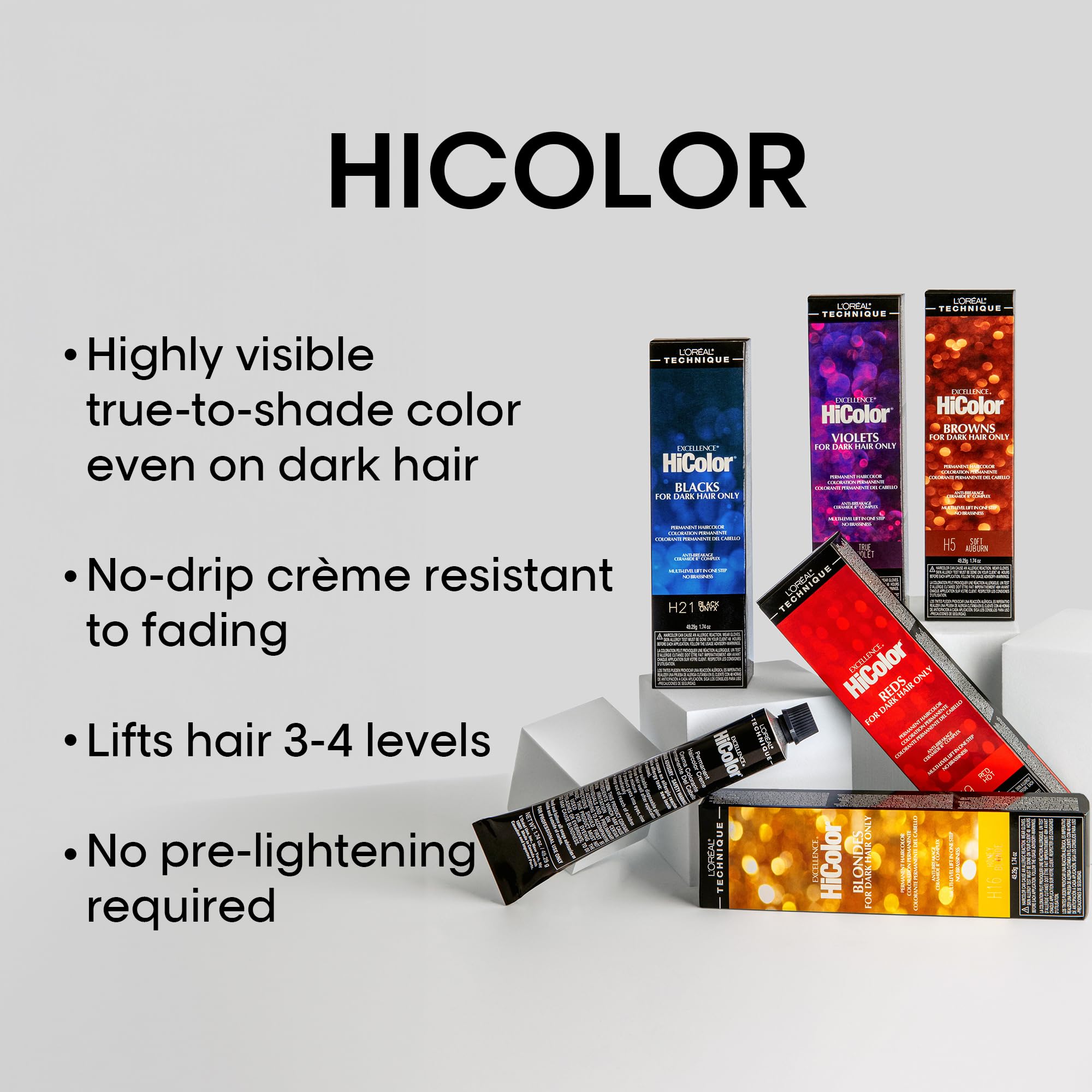 L'Or  Al Technique Hicolor Violet & Blacks Permanent Hair Color | Anti-Breakage Ceramide R Complex | Multi-Lift With No Brassine