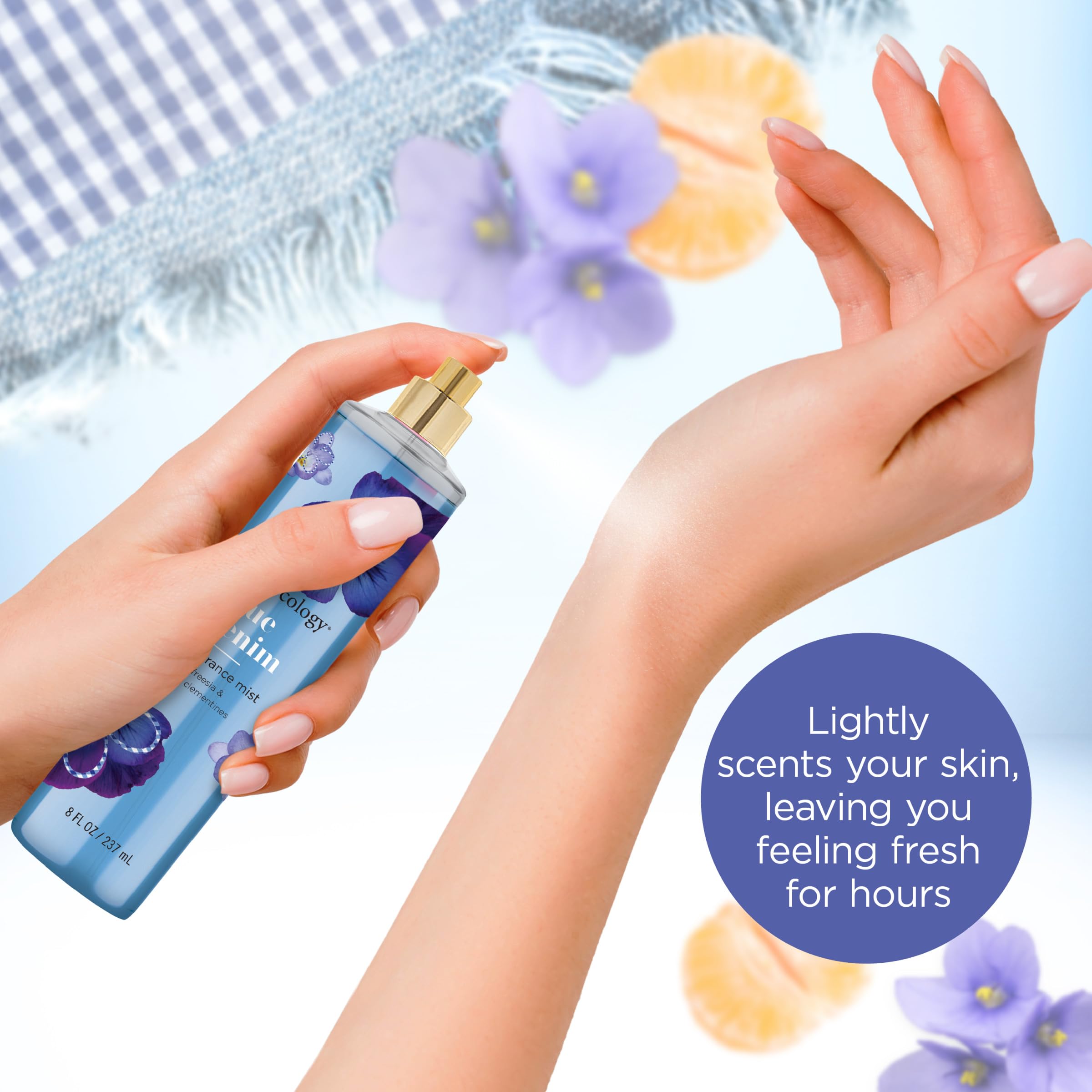 Bodycology Long-Lasting Fragrance Body Mist, Blue Denim, 8 Fl Oz