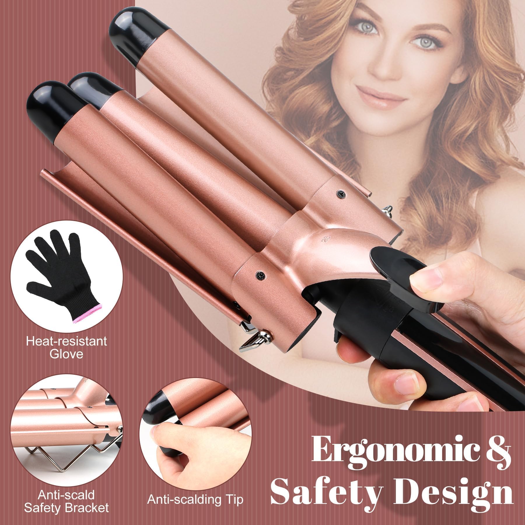 Sixriver 5-In-1 Curling Iron Set, Curling Wand With 3 Barrel Hair Crimper Iron And Interchangeable 4 Curling Irons, Dual Voltage