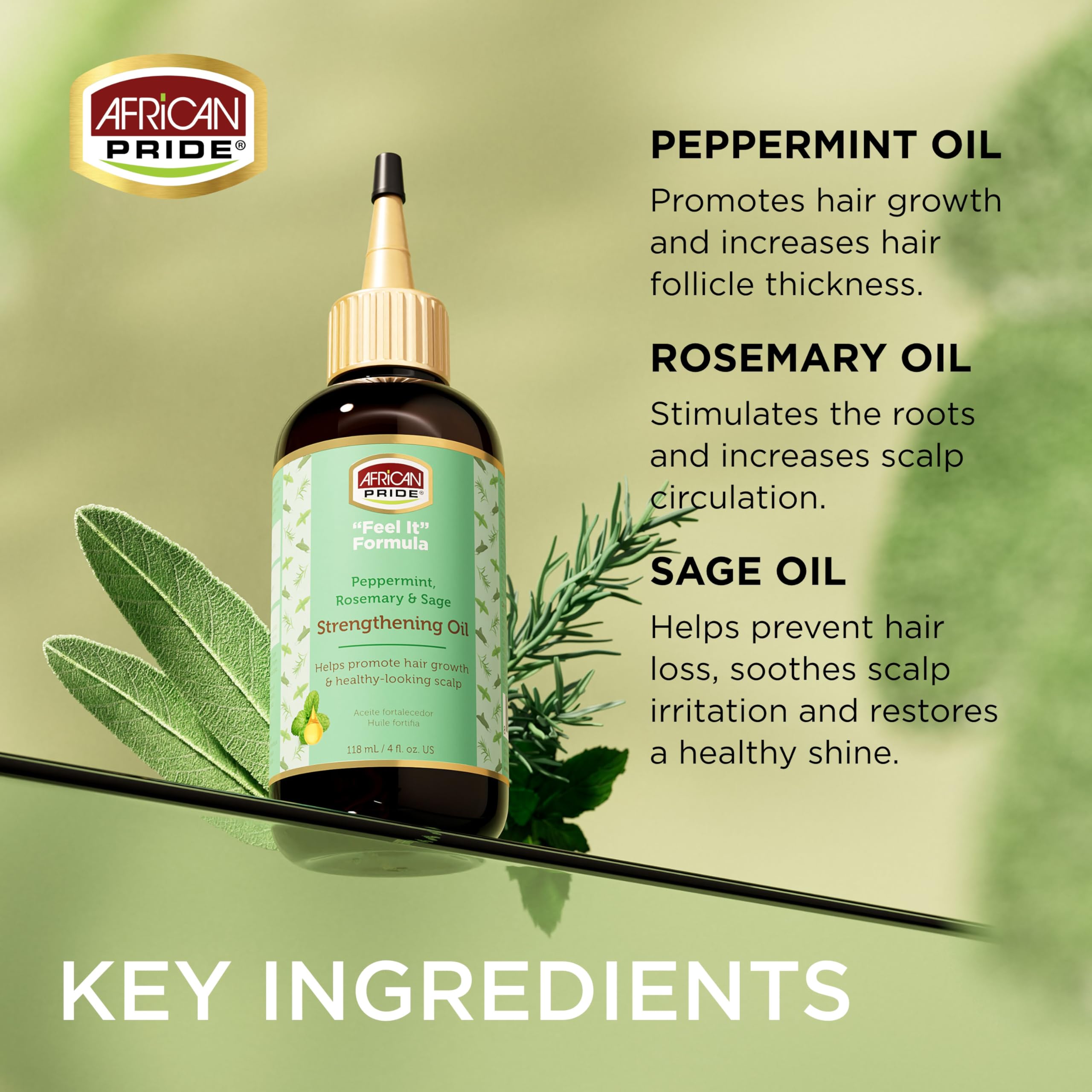 African Pride Feel It Formula, Strengthening Oil With Peppermint, Rosemary, And Sage, Helps Promote Hair Growth, Nourishing Trea