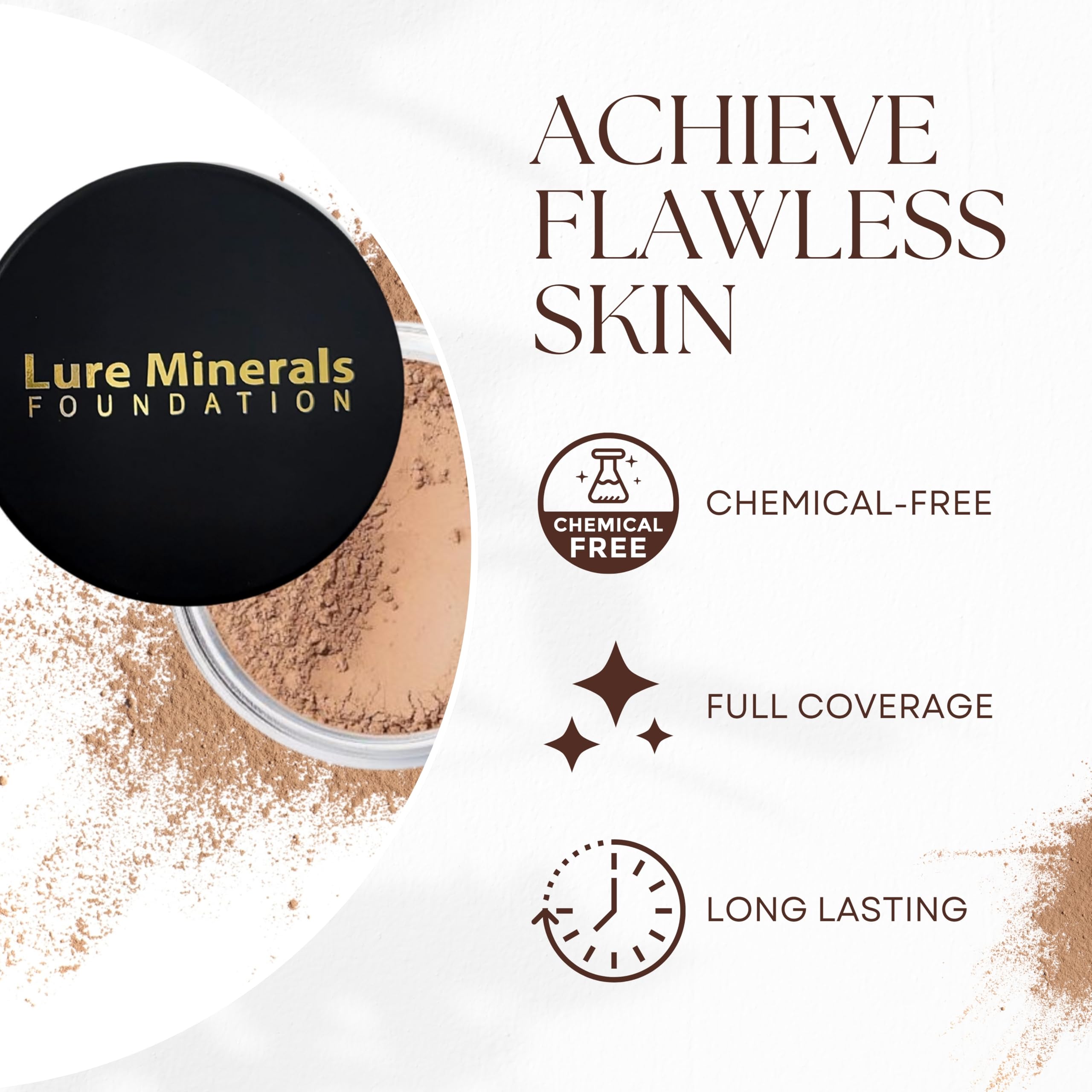 Lure Minerals Mineral Foundation Loose Powder - 8G, Mineral Makeup Face Powder Foundation (Beige Medium - Luminous)