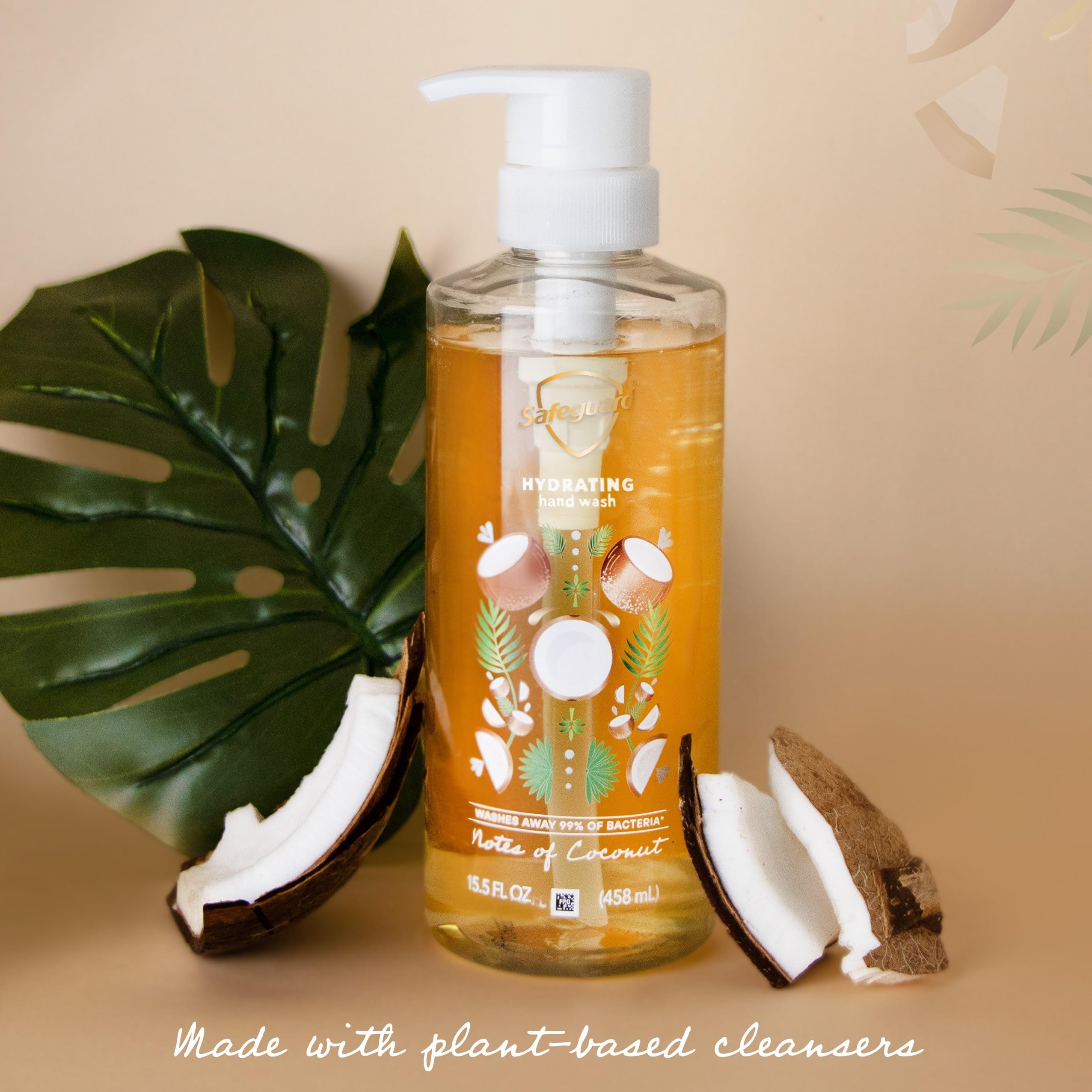 Safeguard Hydrating Liquid Hand Soap, Coconut Scent, Made With Plant Based Cleansers, 15.5 Oz (Pack Of 4)