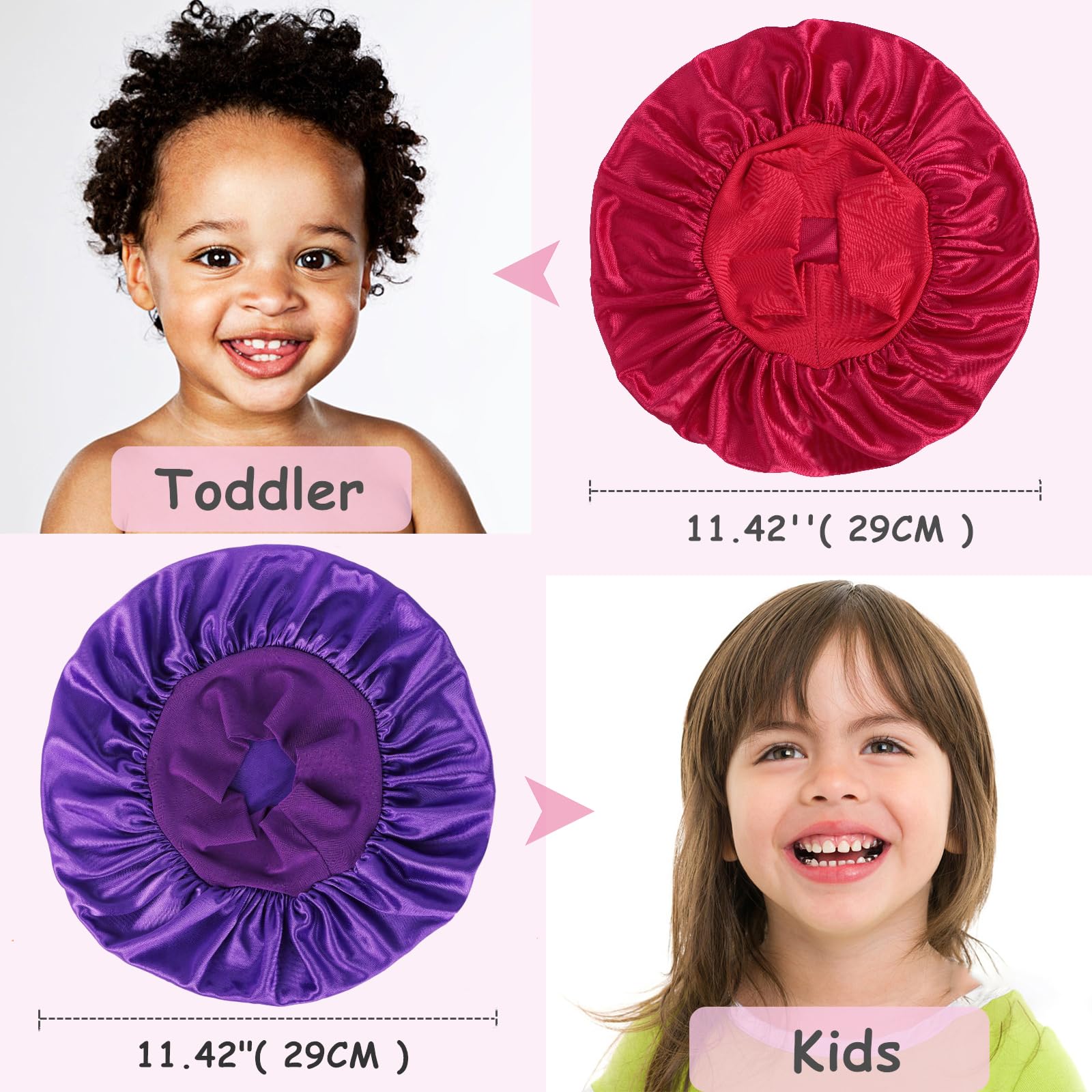 3 Pcs Kids Bonnets For Girls,Bonnet For Kids,Silk Bonnet For Sleeping Kids,Toddler Bonnet,Small Bonnet