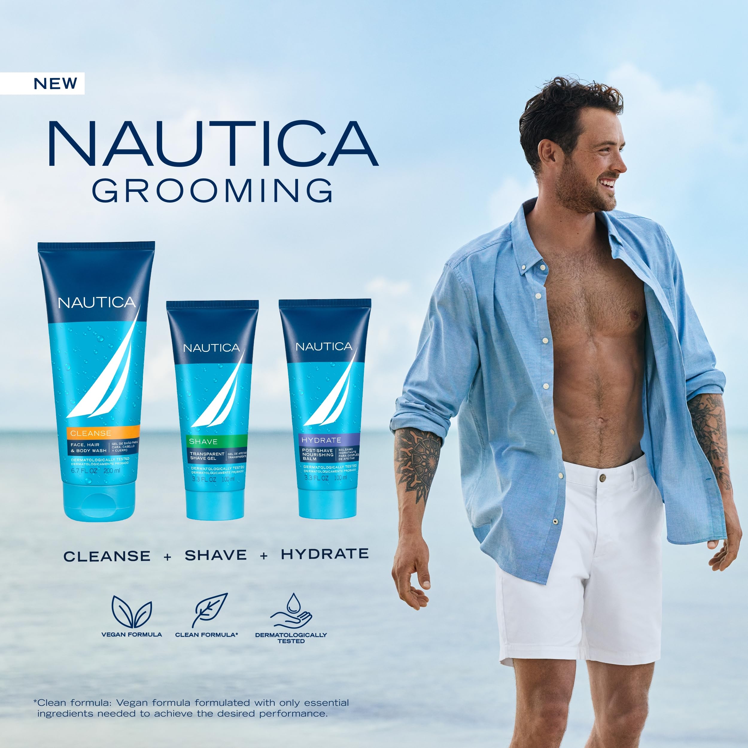 Nautica Grooming Shave Gel 3.3 Fl Oz (Pack Of 1), Notes Of Grapefruit, Lavender, And Wood, Men'S Fragrance, Long Lasting, Everyd