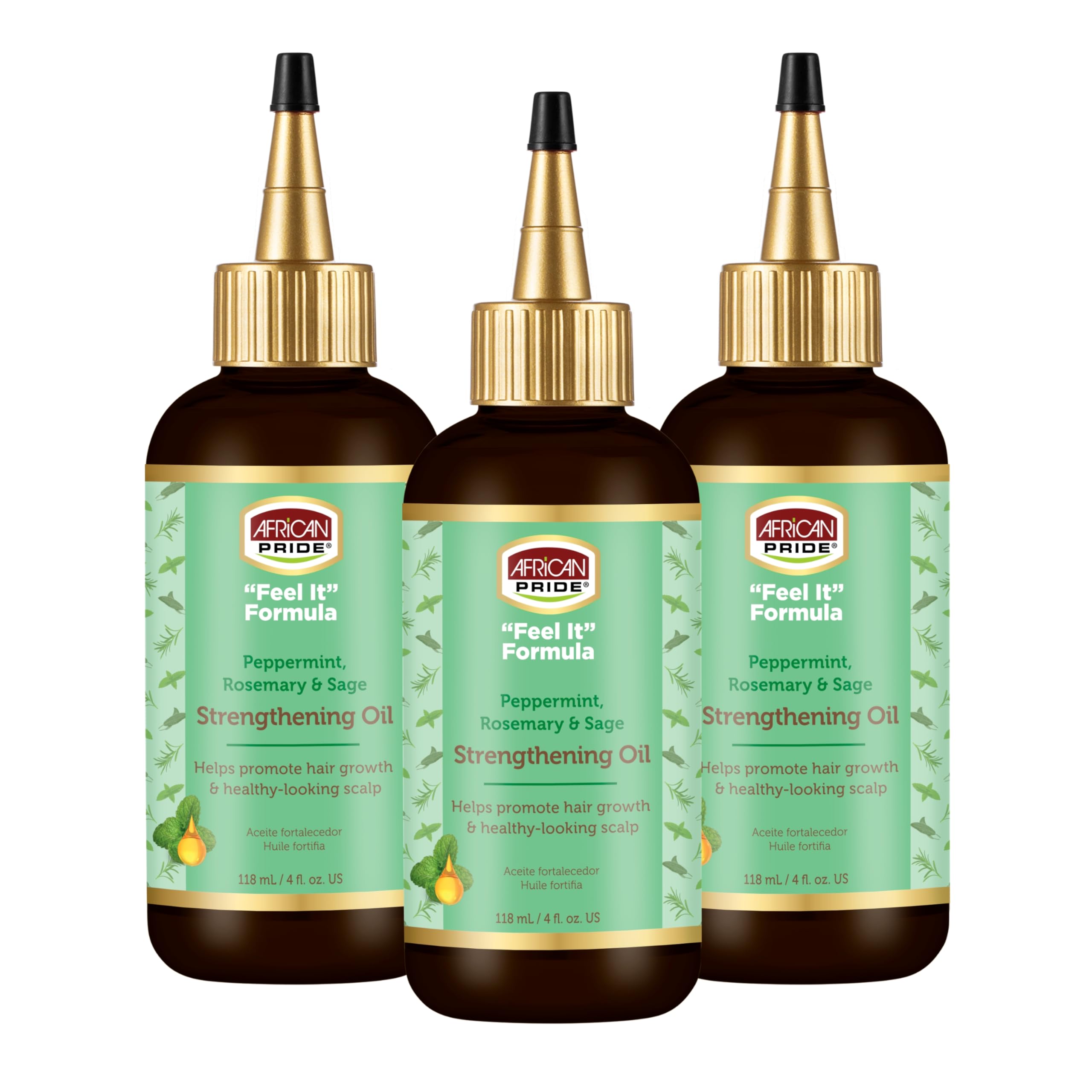 African Pride Feel It Formula, Strengthening Oil with Peppermint, Rosemary, and Sage, Helps promote Hair Growth, Nourishing Trea