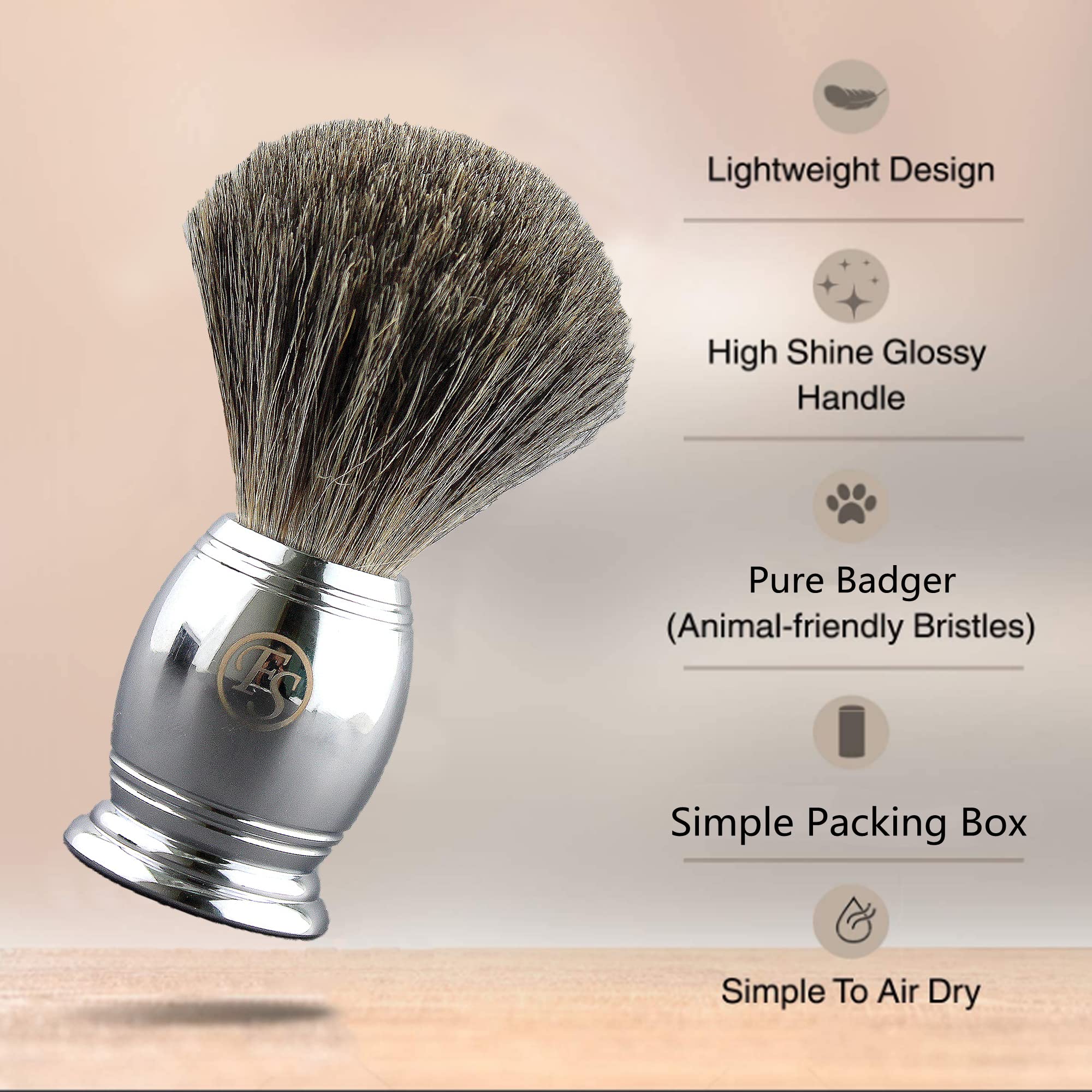 Shaving Brush For Men, Synthetic Hair Chrome Metal Best Brush For Personal And Professional Shaving Hair Salon Tool Gifts For Fr
