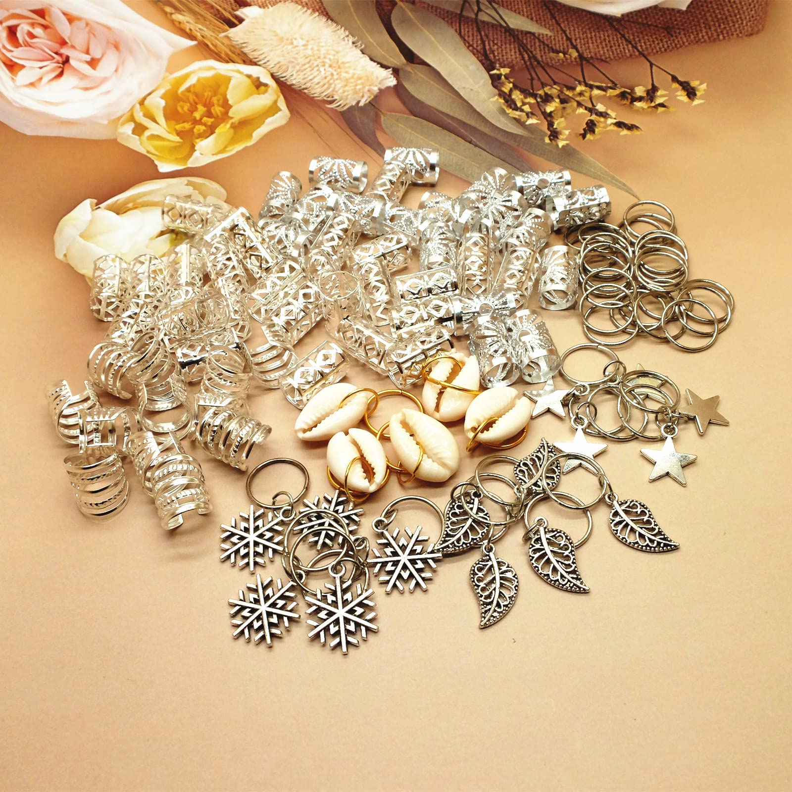 100 Pieces Dreadlocks Loc Hair Jewelry For Women Braids Hair, 20 Pieces Loc Jewelry Accessories For Braiding Hair, Big Silver Br
