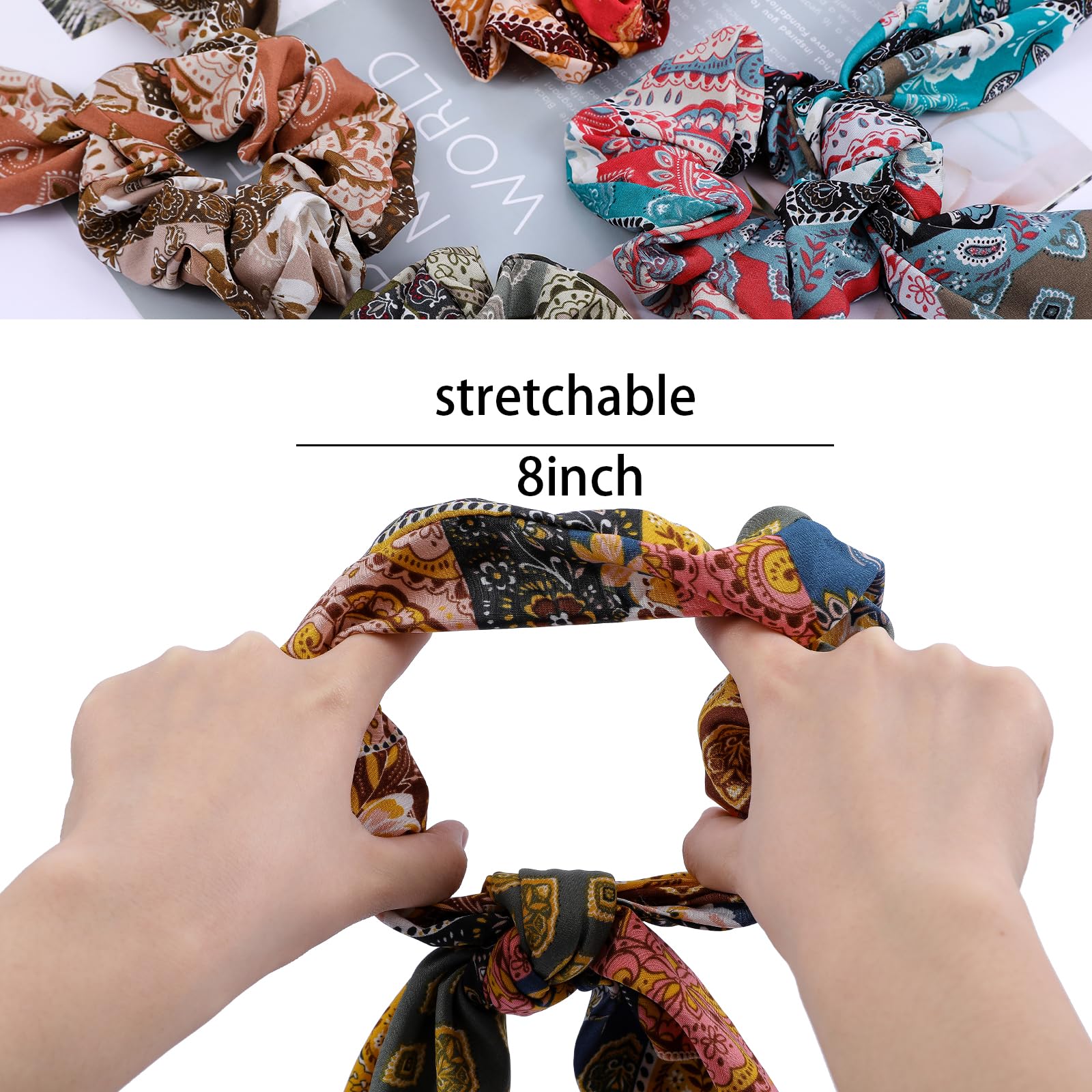 Cutewing Paisley Scrunchie Hair Accessories - Chiffon Hair Scarf Bandana, Scrunchies, Ribbons, Ponytail Holders, And Bow Scrunch