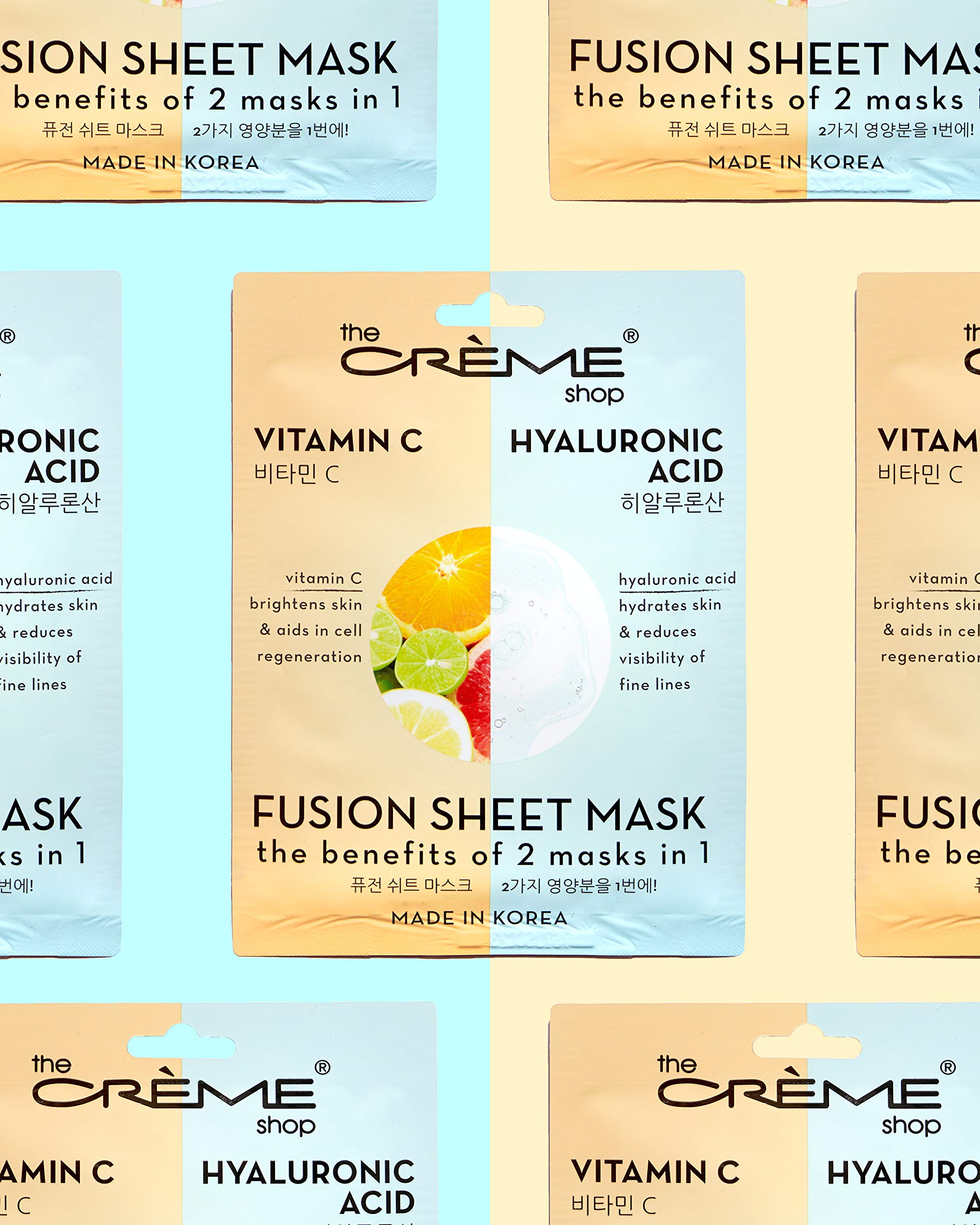The Crme Shop - Vitamin C & Hyaluronic Acid Fusion Full Face Masks, Korean Facial Skin Care And Moisturizer - Hydrating, Blackhe