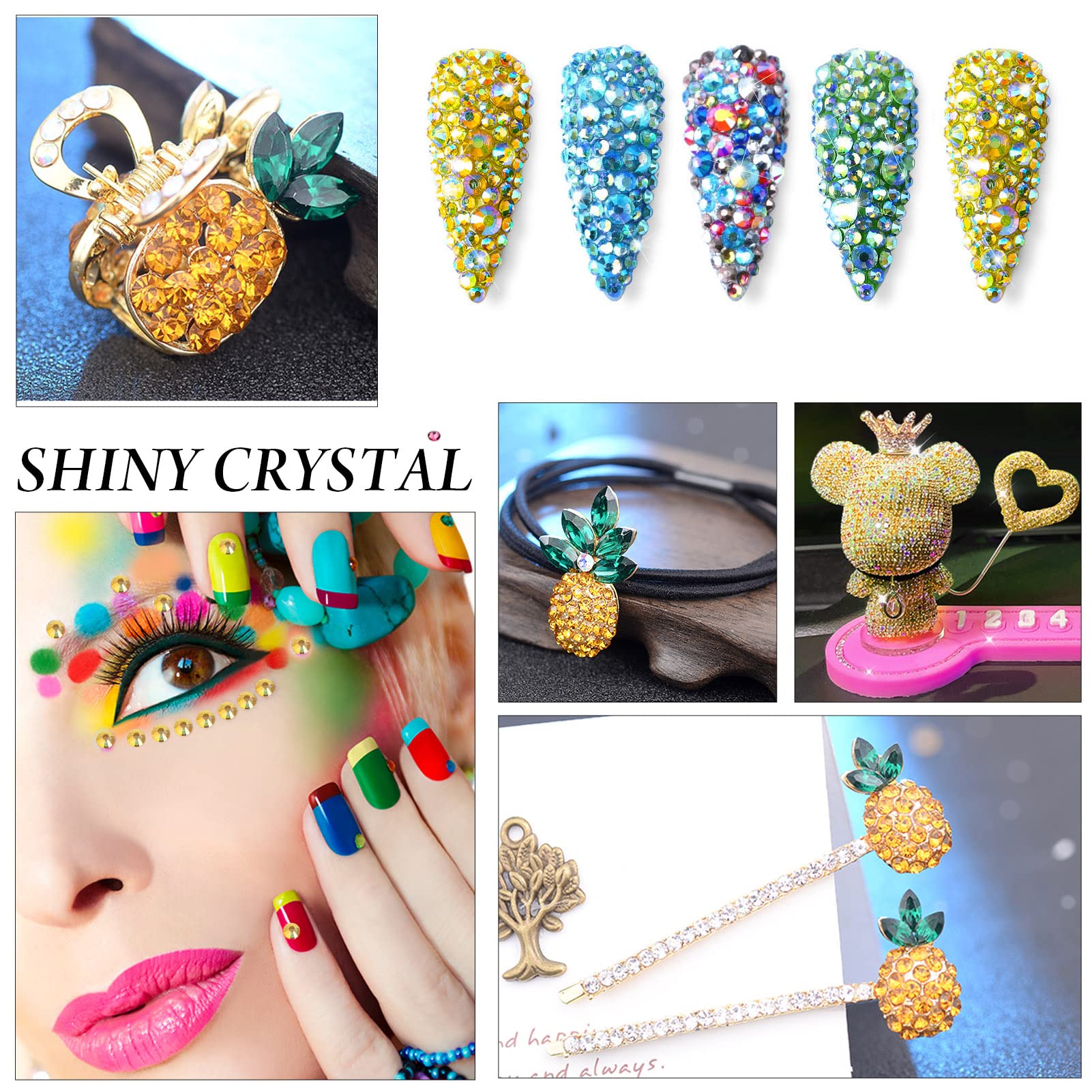 Novani Rhinestones 288Pcs Flatback Crystal Round Loose Gemstones Glass Rhinestones For Crafts Makeup Nail Art Clothes Shoes Diy