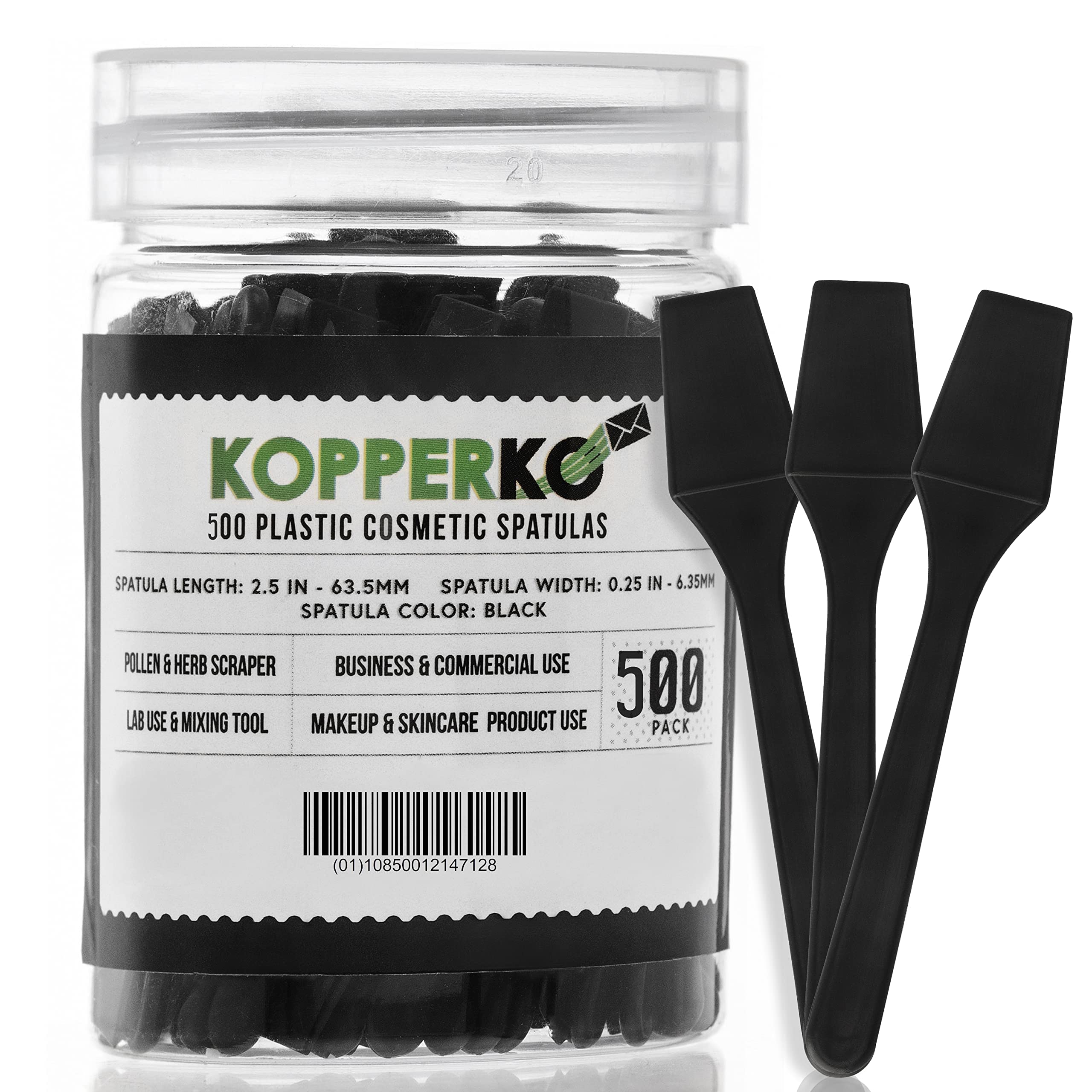 Kopperko 500 Pack 2.5 Inch Cosmetic Spatulas - Small Plastic Spatula for Cosmetics, Creams, Crafts - Makeup Spatula - Multipurpo