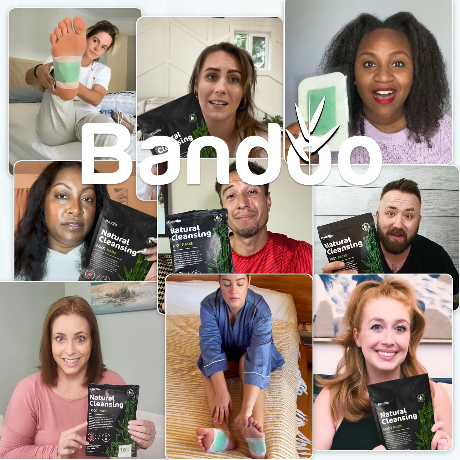 Bandoo Original Deep Cleansing Foot Pads - Premium Bamboo, Green, 10 Pads - Cleanse, Moisturize & Energize for Men & Women