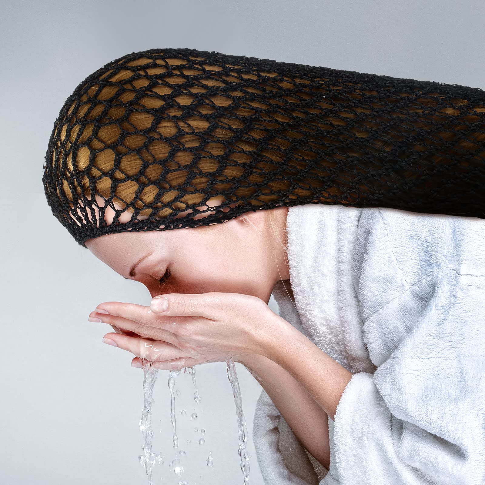 Waydress Hairband, 3 Pieces Mesh Crochet Hair Net Cap, Soft Rayon Snood Hat, Sleeping Cap, Hair Accessories For Women (Black, Pi