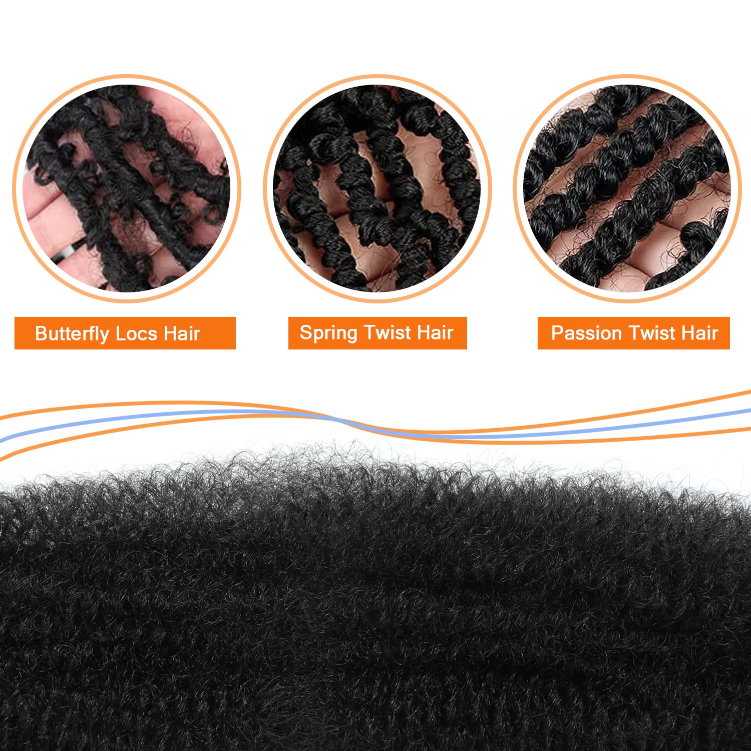 Springy Afro Twist Hair 8 Inch 6 Packs Black Color Pre Fluffed Marley Twist Braiding Hair For Black Women (8 Inch, 6 Packs, 1B)
