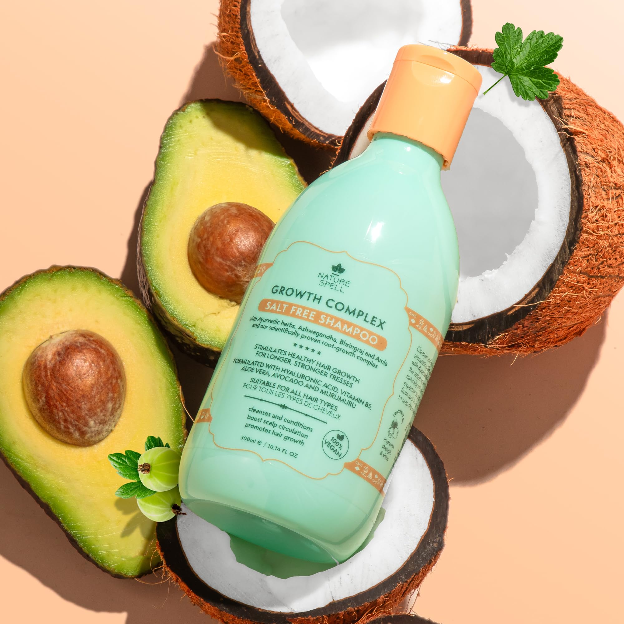 Nature Spell Hair Shampoo For Hair Growth, Infused With Ayurvedic Herbs, Vegan & Sulphate-Free, Suitable For All Hair Types, 10.