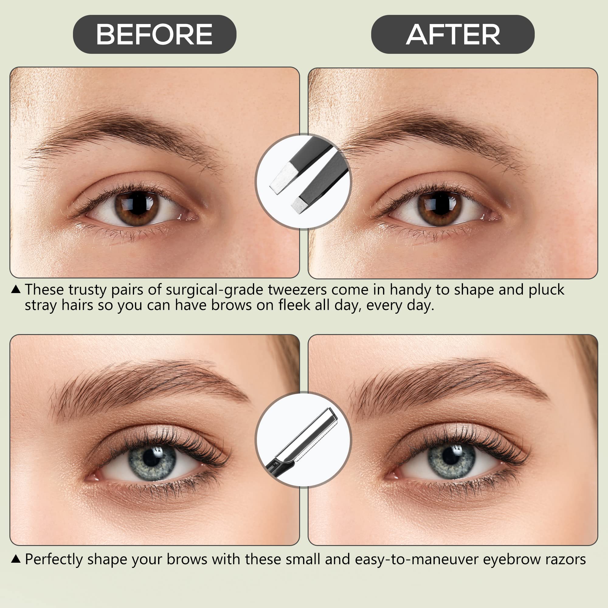Nazqat Eyebrow Kit - Multipurpose Eyebrow Grooming Kit For Women & Men For Eyebrow Trimming, Shaping, And Exfoliating - Includes