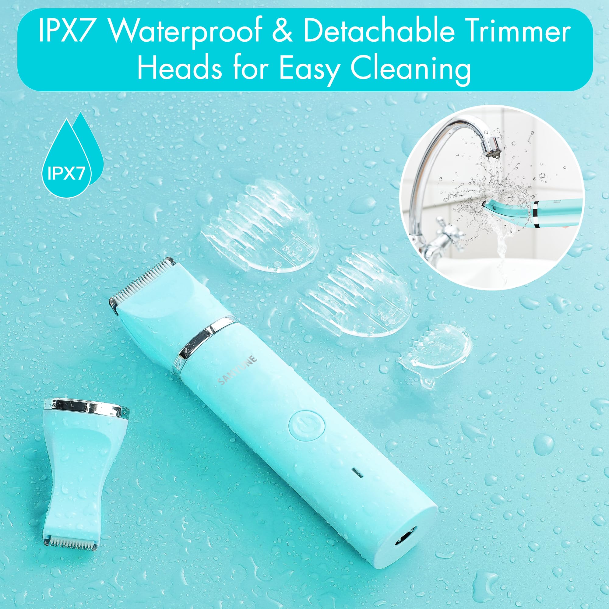 Sanyune Bikini Trimmer For Women, 2 In 1 Electric Women Pubic Hair Trimmer, Portable Ladies Shaver With 2 Trimmer Heads Waterpro