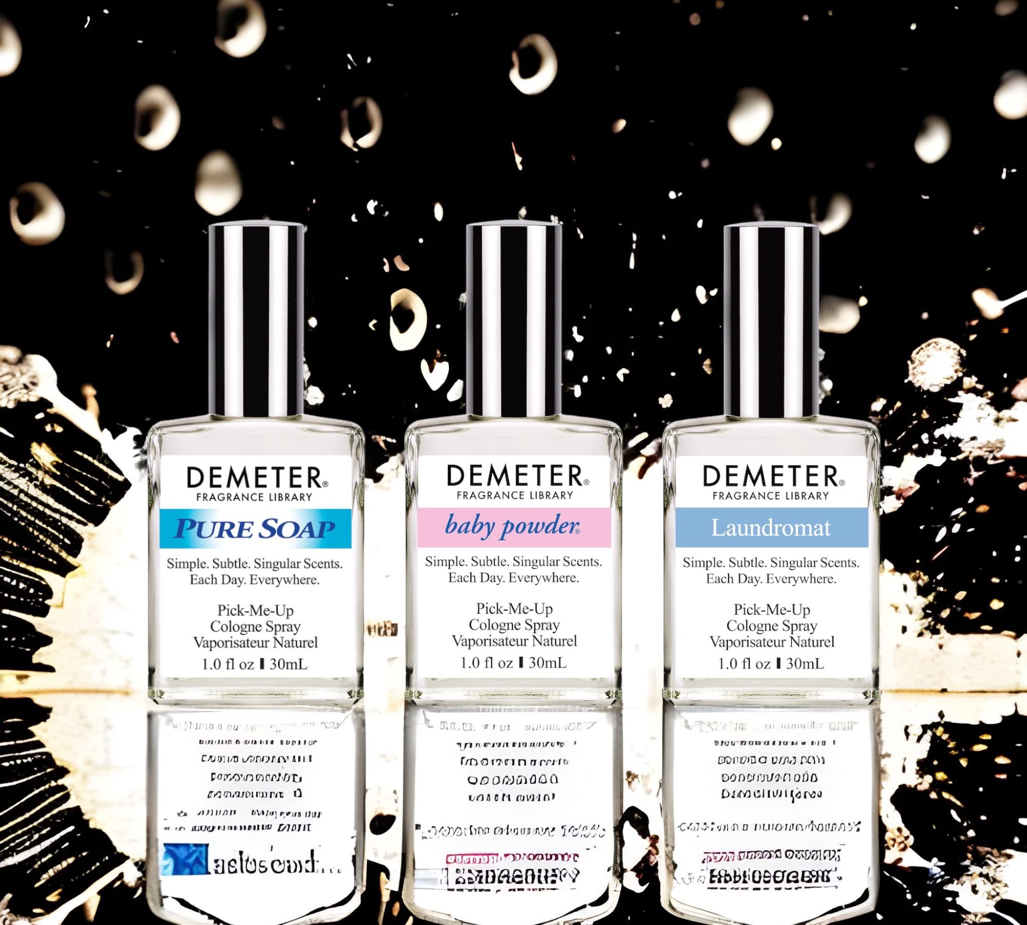 Demeter Fresh And Clean Collection, Set Of 3 Unique Perfumes For Women, Baby Powder, Pure Soap, Laundromat, 1 Oz Each
