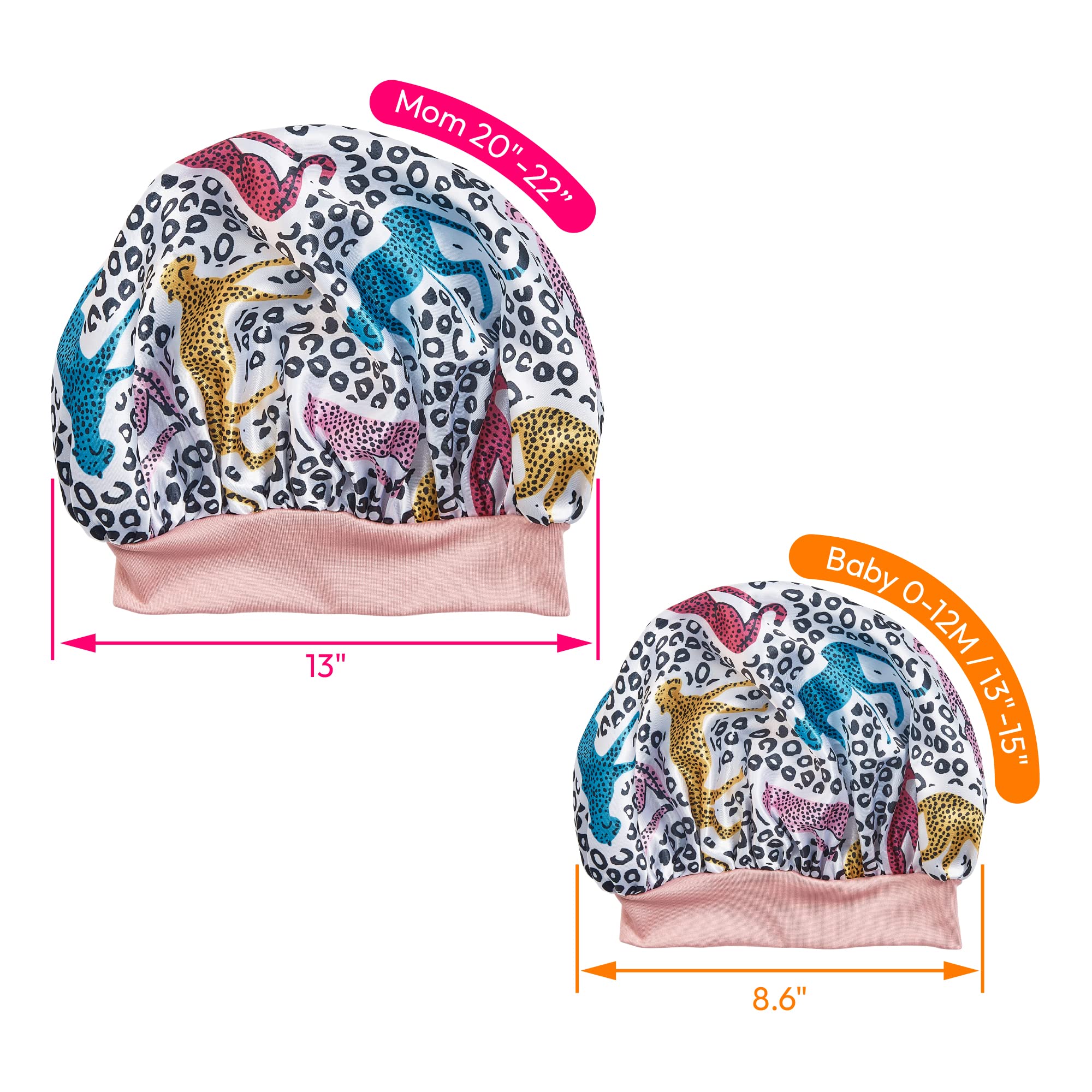 Red By Kiss 2-In-1 Mommy & Me Bonnet Sleeping Caps Hair Bonnet Hair Wrap (Cheetah) Multi Color