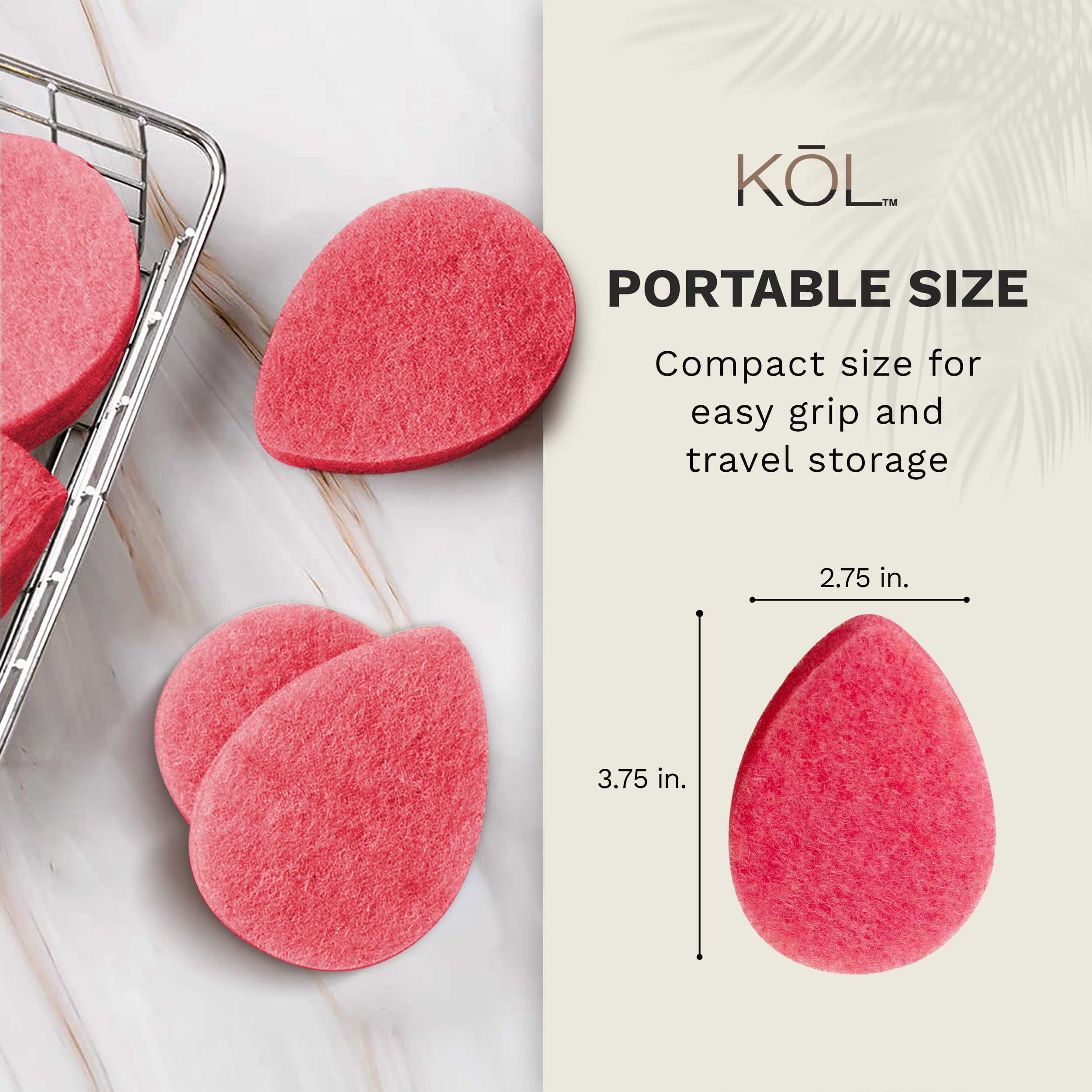 Kol Face Scrubber, Rose Infused Exfoliating Facial Cleansing Pads, Disposable Exfoliator Face Sponge For Daily Face Cleaning And