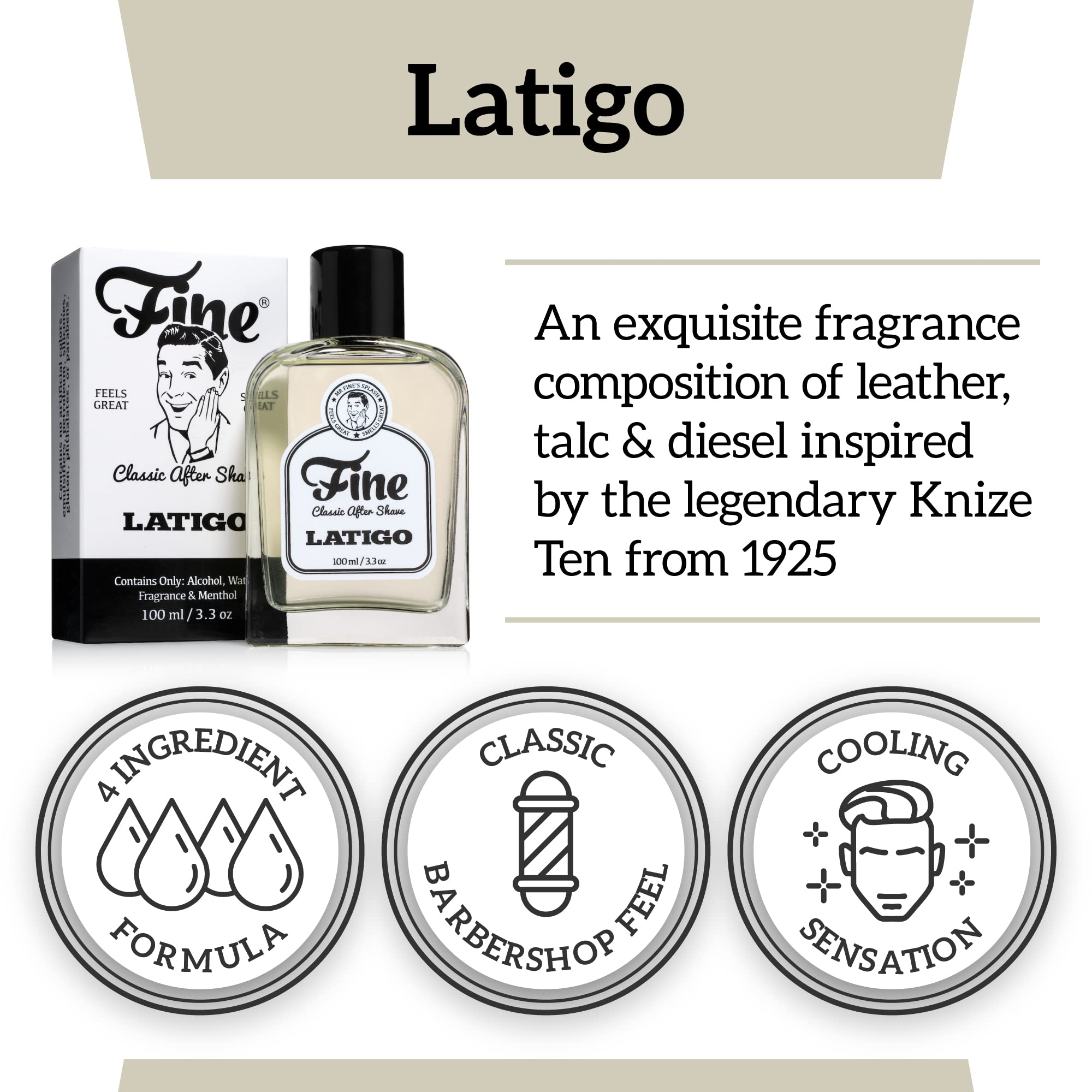 Mr Fine'S Latigo Classic Aftershave -A Splash Of Classic Barbershop Aftershave For Modern Men - The Wet Shavers Favorite