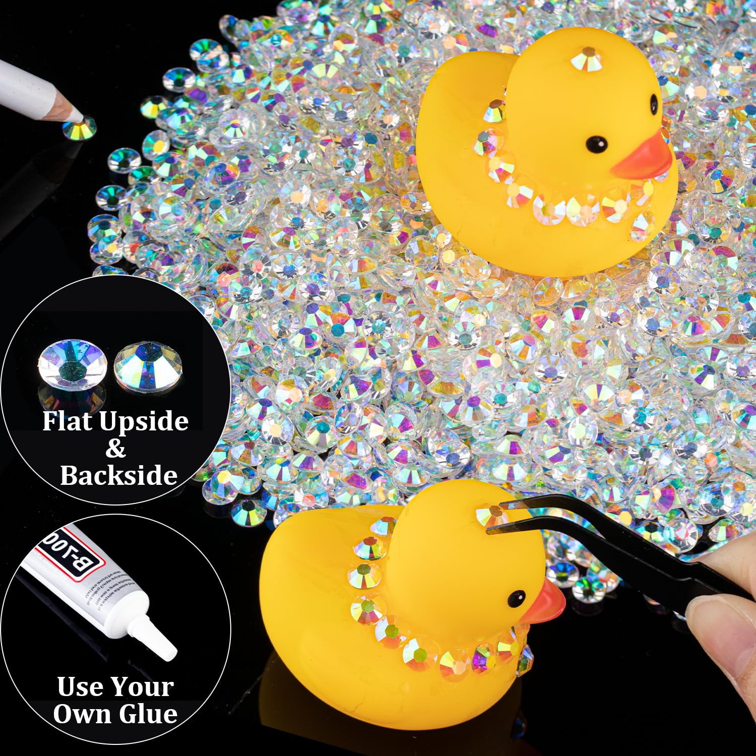 8000Pcs 3Mm Resin Rhinestones Bulk, Transparent Ab Flatback Round Jelly Rhinestones Bedazzling Non Hotfix Crystal Gems Large Qua