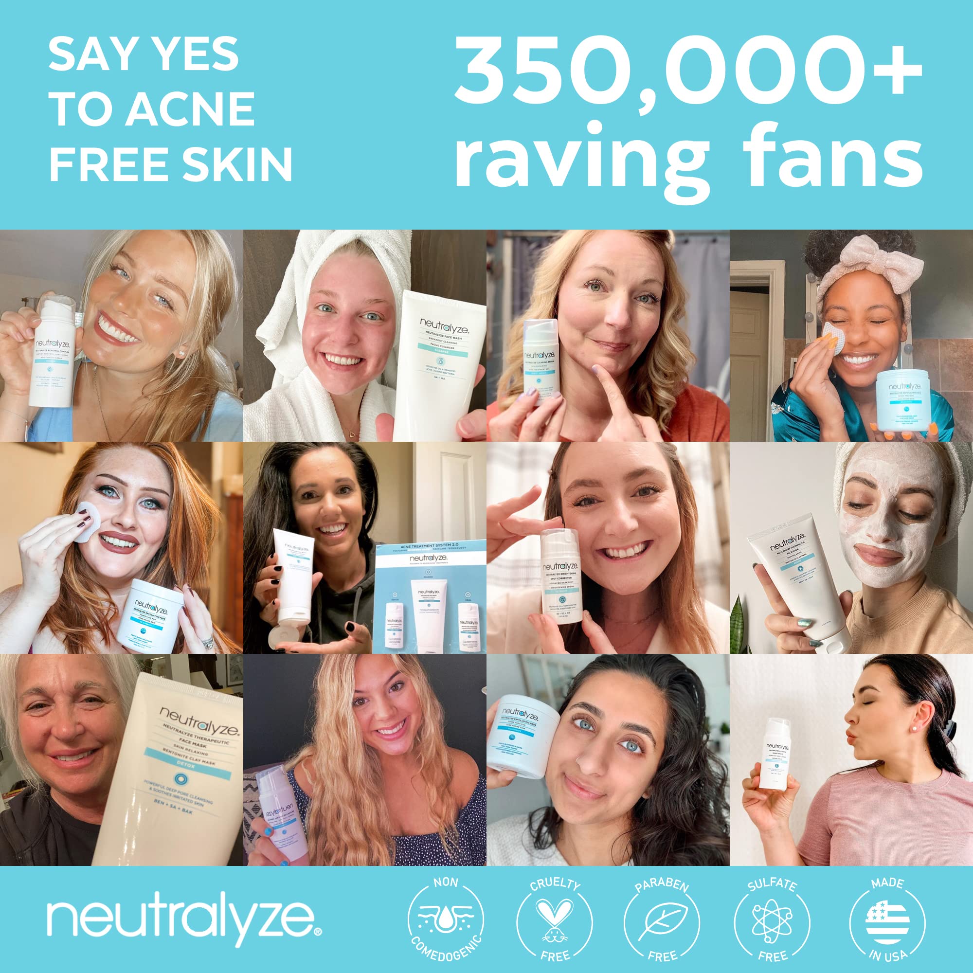 Neutralyze Moderate To Severe Acne Treatment Kit 2.0 - Maximum Strength Acne Kit, 2% Salicylic Acid, 2% Mandelic Acid & Nitrogen