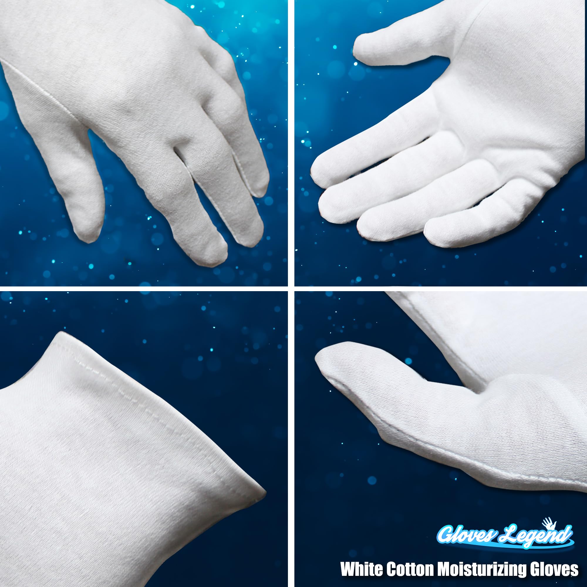 6 Pairs - Medium - Gloves Legend Cotton Moisturizing Gloves For Dry Hands - White Sleeping Gloves For Nighttime Care - 100% Cott