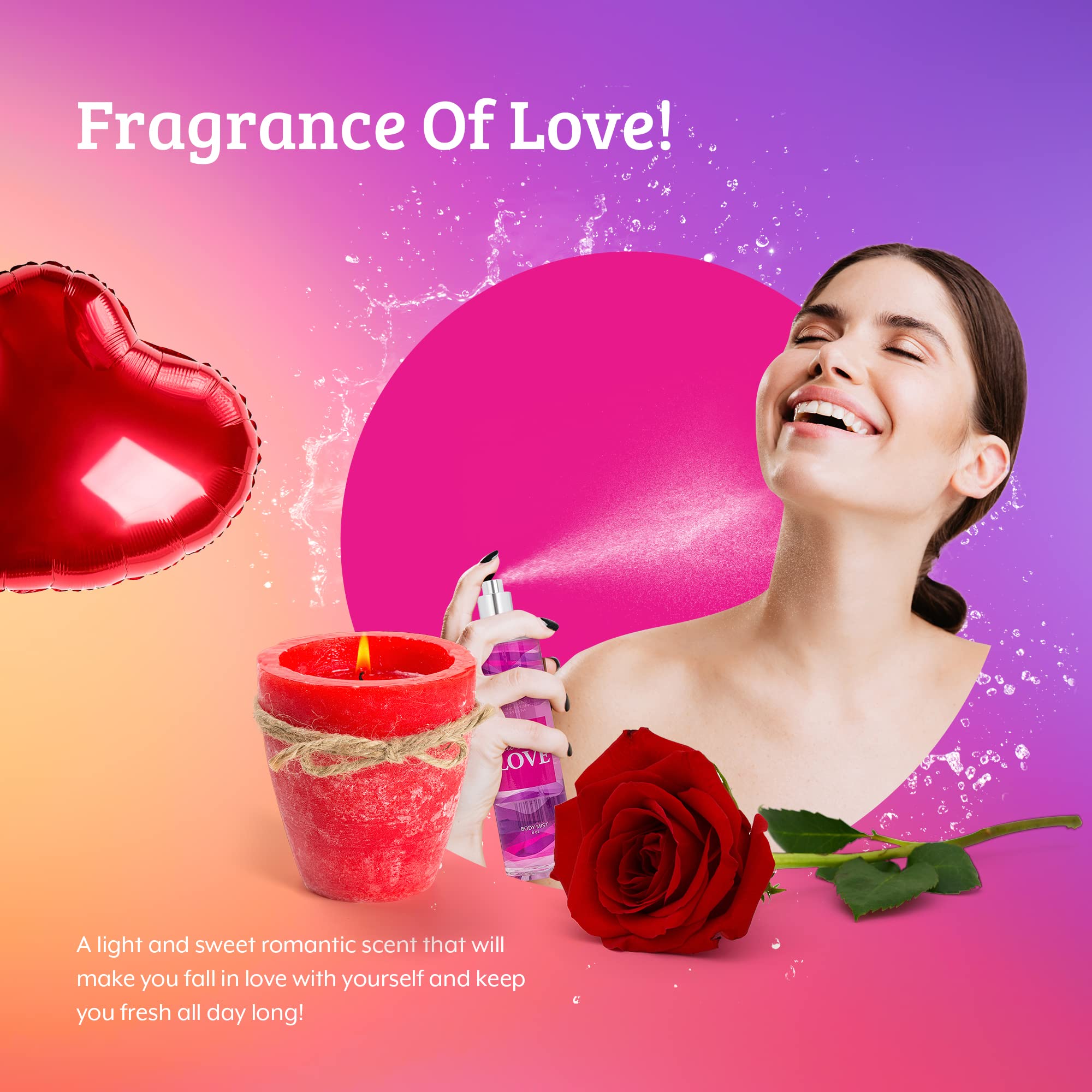 Spell Bound Love Body Spray For Women Luxury 8 Oz Perfume Fragrance Mist & Sprays, Romantic Scented Gifts & Presents, Fine Mist