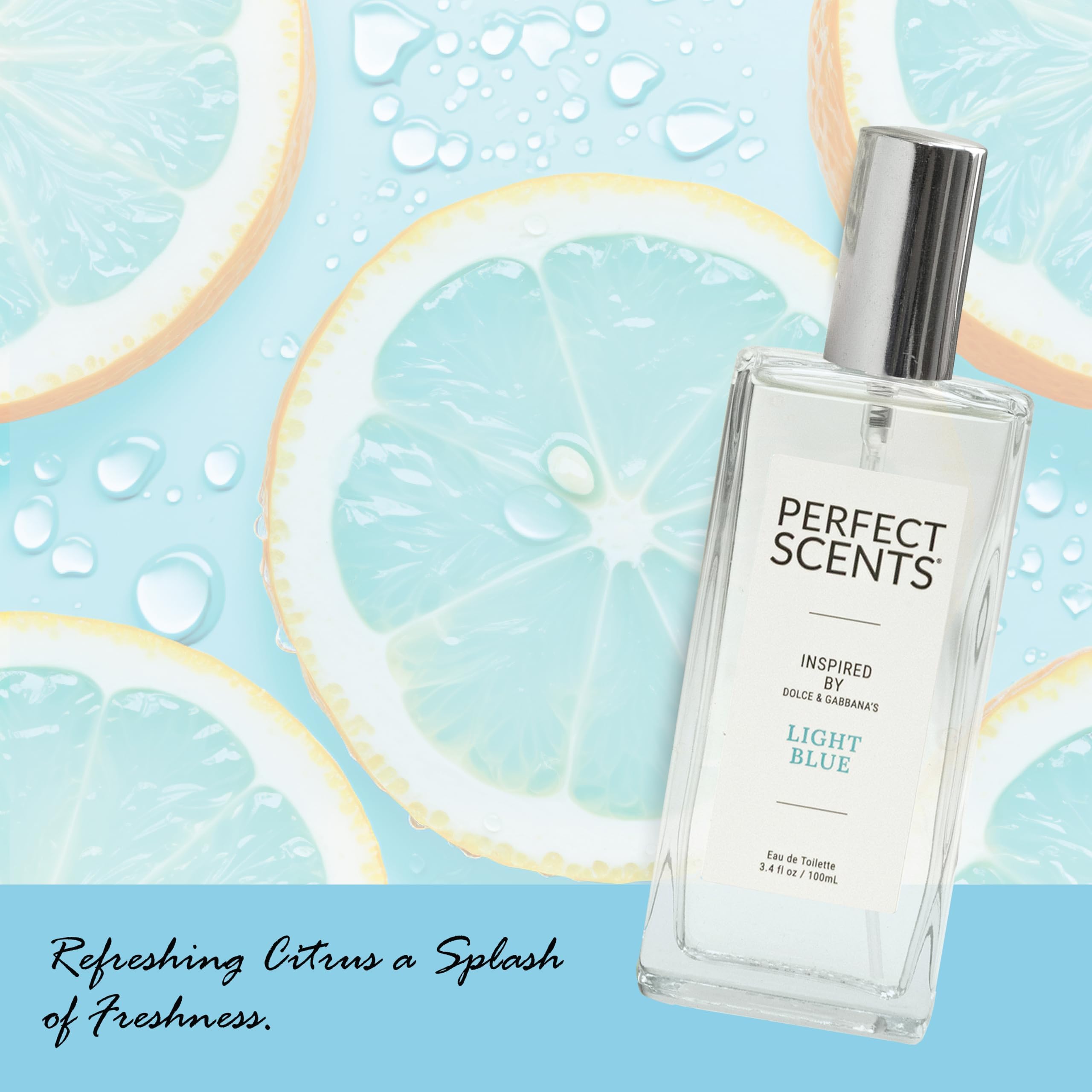 Perfect Scents Fragrances | Inspired By D&Gs Light Blue | Womens Eau De Toilette | Clean, Vegan, Paraben, Phthalate Free | Never