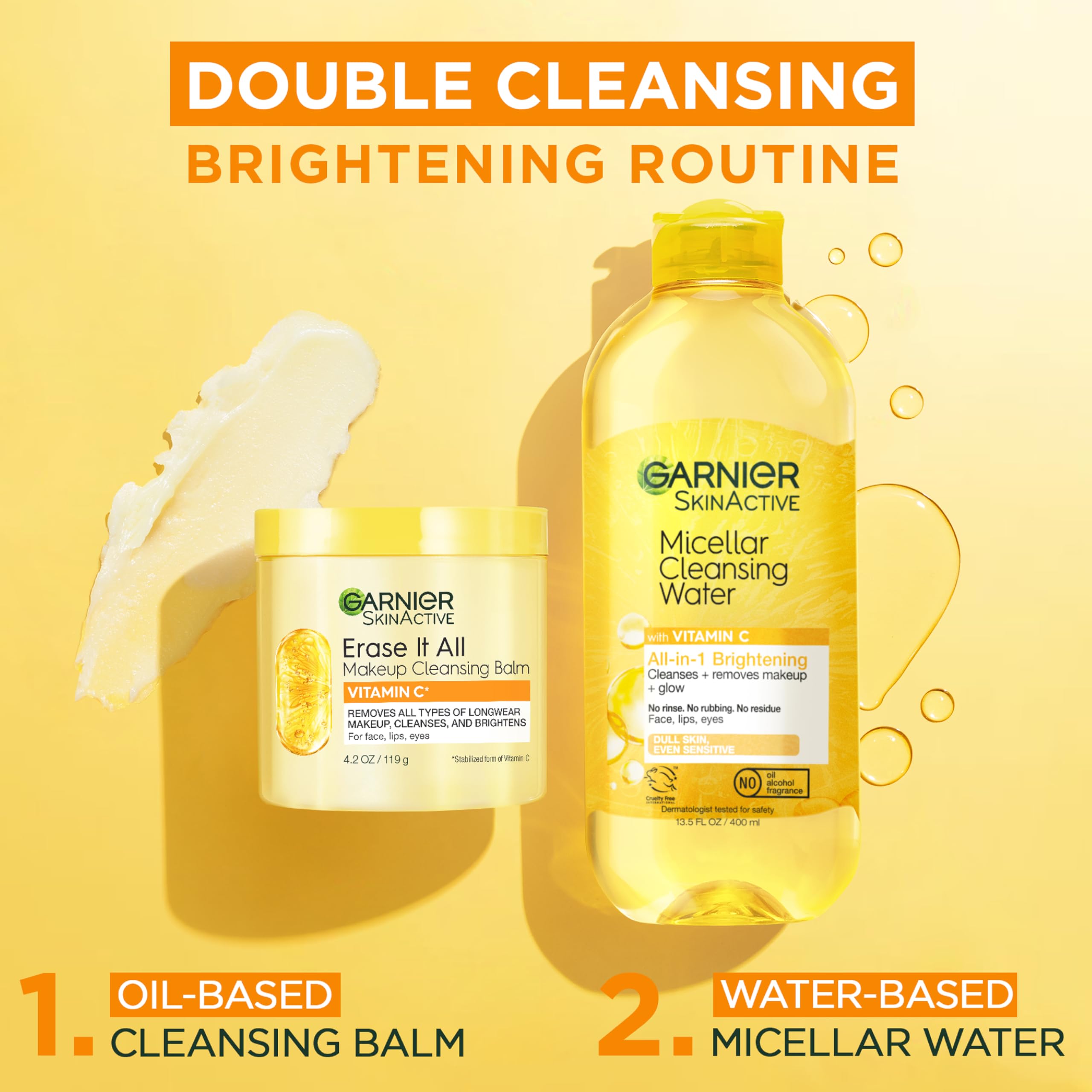 Garnier Erase It All Makeup Cleansing Balm with Vitamin C, 4.2 Oz - Brightening Facial Cleanser & Makeup Remover