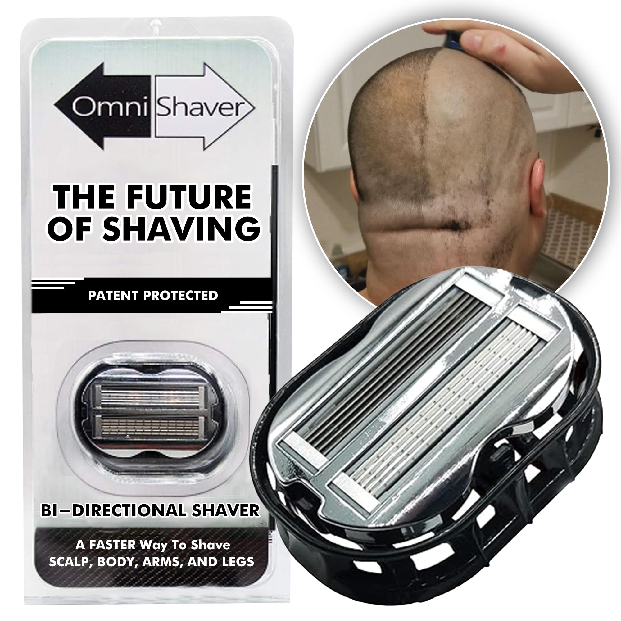 Premium Omnishaver Bi-Directional Shavers for Men & Women | 10x Faster Than Disposable Razors | Self-Cleaning, Self-Stropping Ra