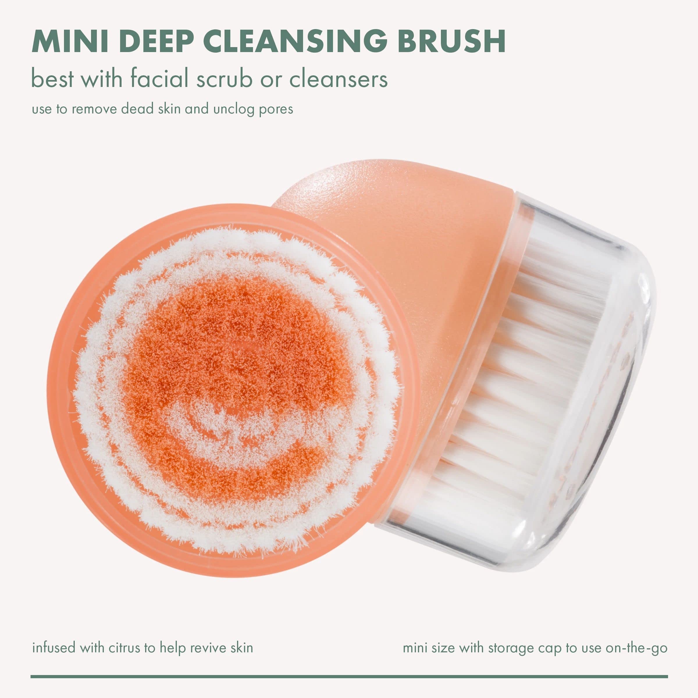 Ecotools Mini Facial Cleansing Brush, Infused With Citrus, Boosts Collagen, Safe For Sensitive Skin, Exfoliates & Clean Pores, T