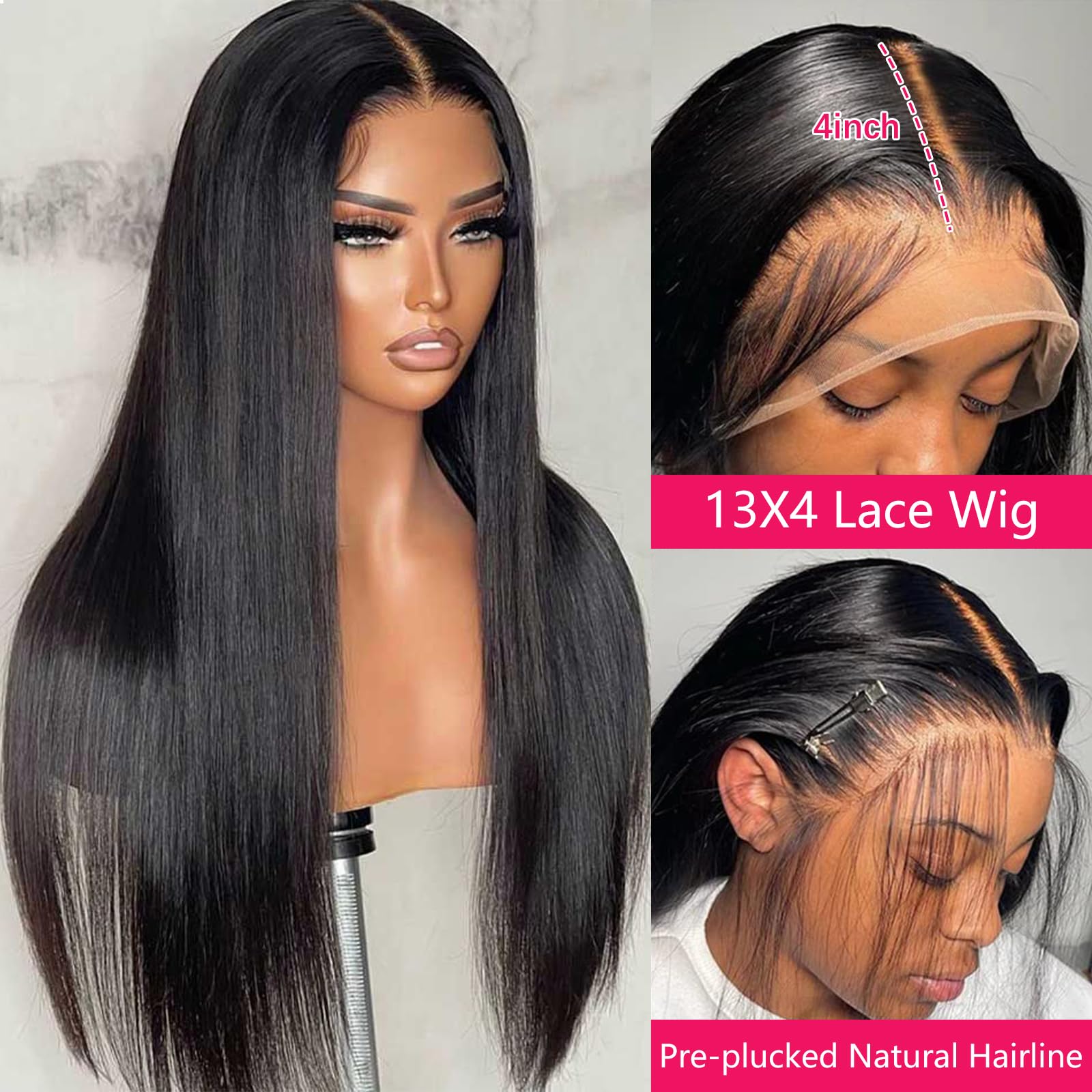 Tenacoo Straight Lace Front Wigs Human Hair 180% Density 13X4 Hd Transparent Lace Frontal Human Hair Wigs For Women 180% Density