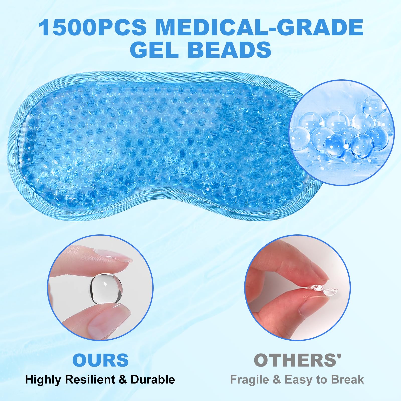 2Pack Cold Cooling Eye Mask, Reusable Hot Colder Therapy Gel Bead With Plush Backing For Puffiness Migraine Stress Relief Skin C