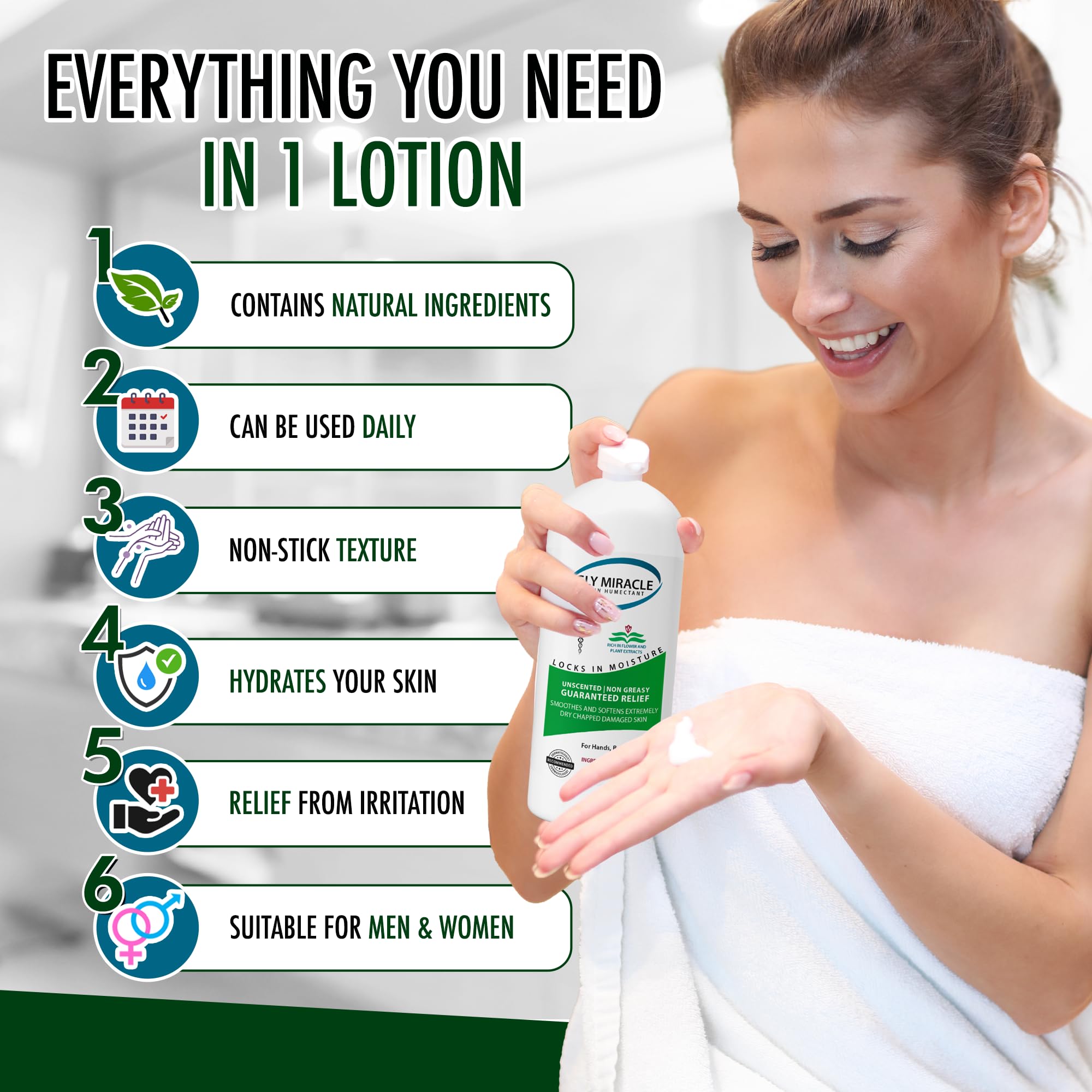 Gly Miracle Moisturizing Body Cream For Extremely Dry Skin, Non- Greasy Skin Humectant For Hands, Body & Feet, Body Lotion For E