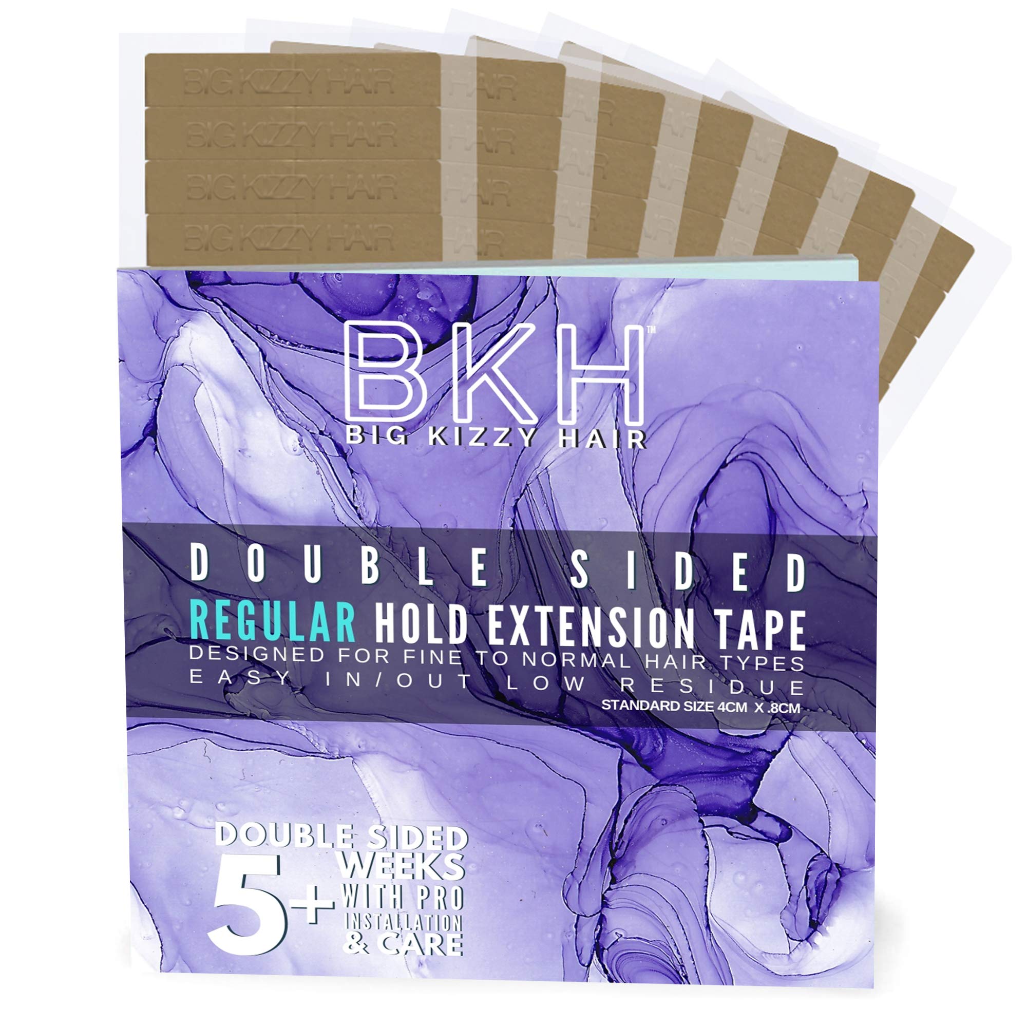 Big Kizzy Hair Extensions Tape - Regular Hold - Fits Most Tape In Hair Extensions, 4Cm X .8Cm Tape For Extensions, Professional