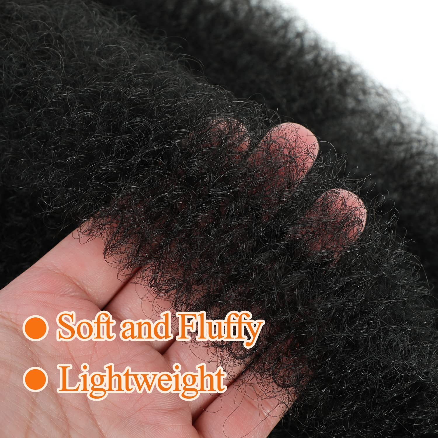 Springy Afro Twist Hair 8 Inch 6 Packs Black Color Pre Fluffed Marley Twist Braiding Hair For Black Women (8 Inch, 6 Packs, 1B)