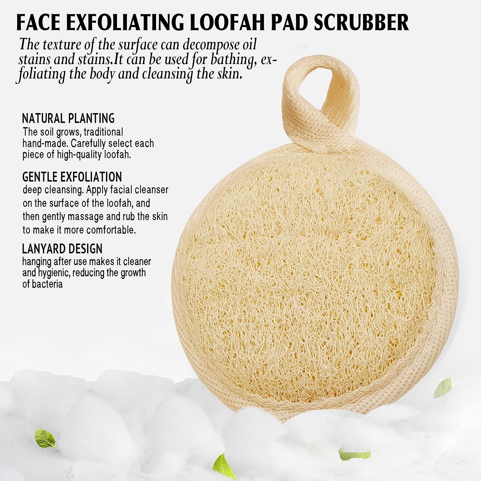 Face Exfoliating Loofah Pad Scrubber, Manual Facial Cleansing And Makeup Remover Brush 6 Pieces, Natural Loofa Sponge Pads Massa