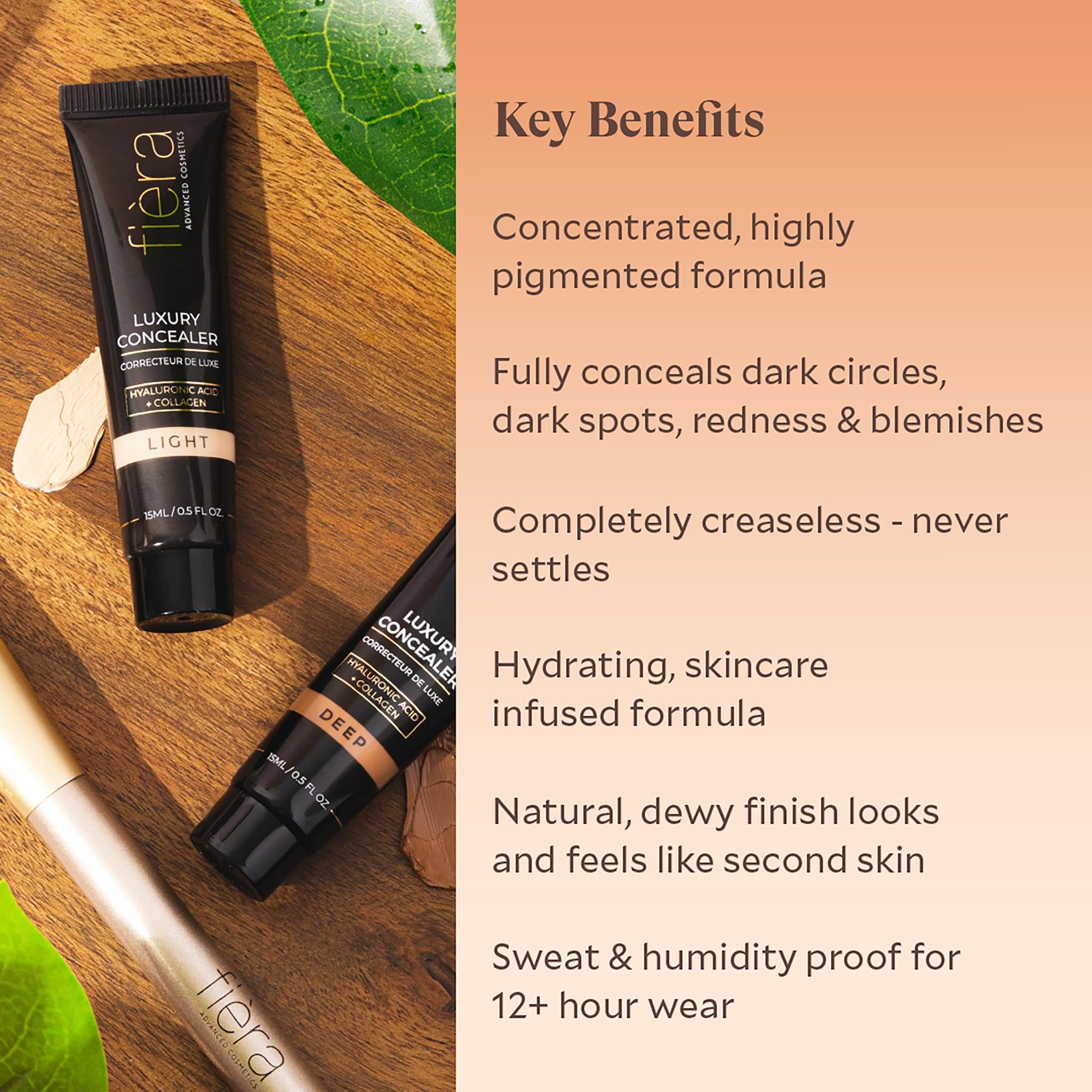 Fira Luxury Concealer with Anti-Aging - All Day Coverage for Dark Circles, Fine Lines, Wrinkles & Spots - Sand/Sable, 0.5 Ounce