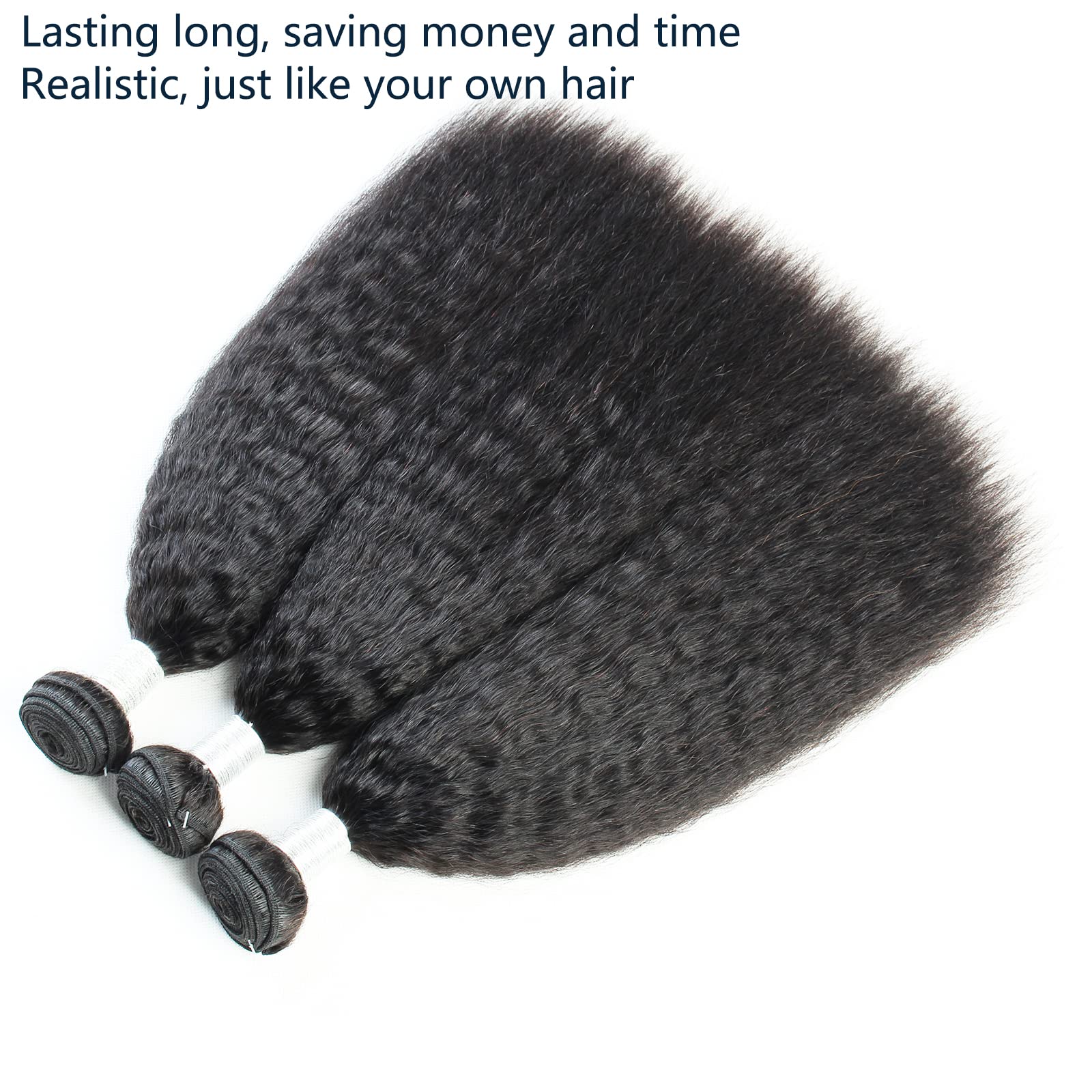 Linyingyh Kinky Straight Bundles Human Hair Italian Yaki Bundles Weave 12 12 12 Inch Real 100% Unprocessed Brazilian Remy Hair B