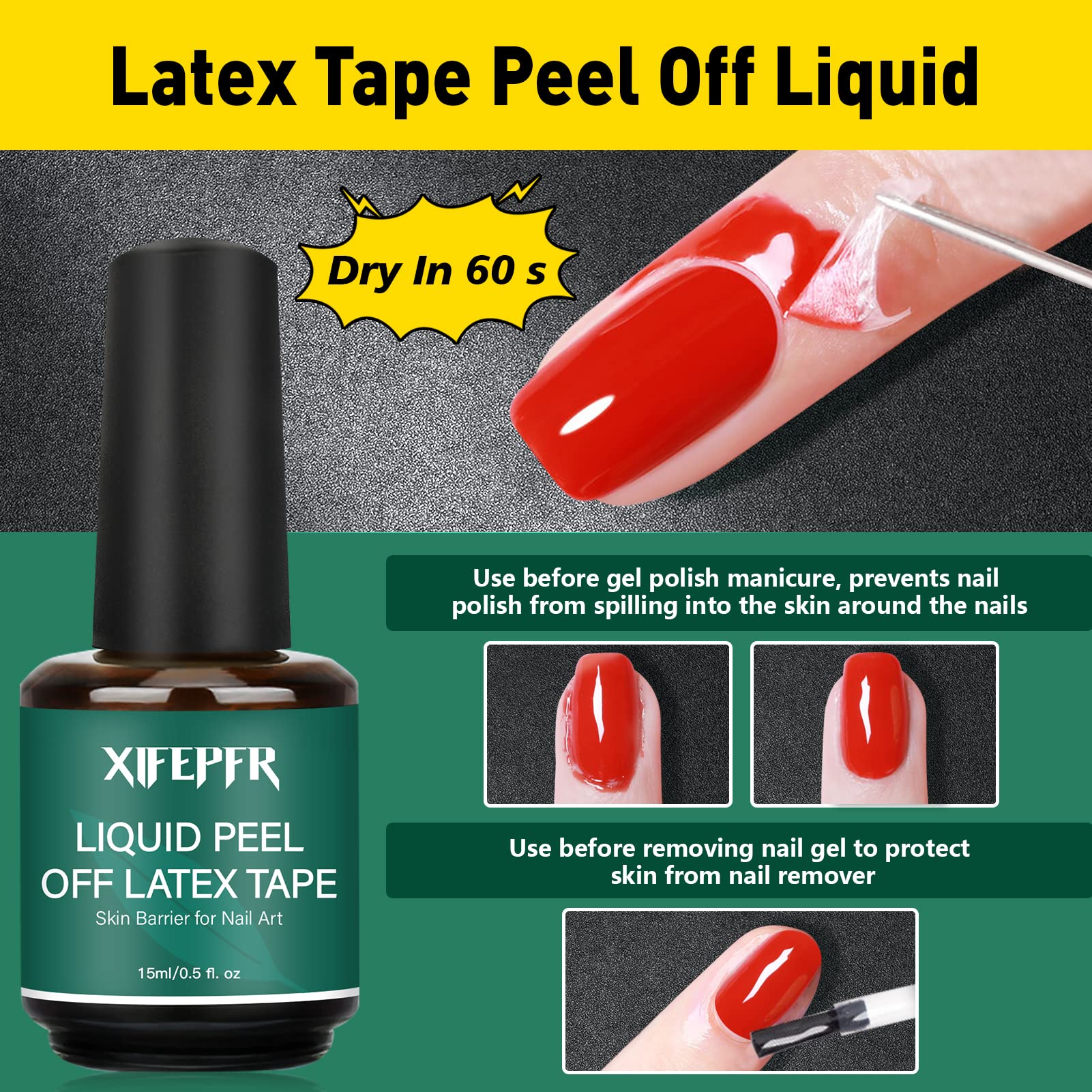 Xifepfr Gel Nail Polish Remover Kit, 2 Pack Gel Polish Remover With Liquid Latex, Nail Buffer And File, Cuticle Tool, Magic Gel